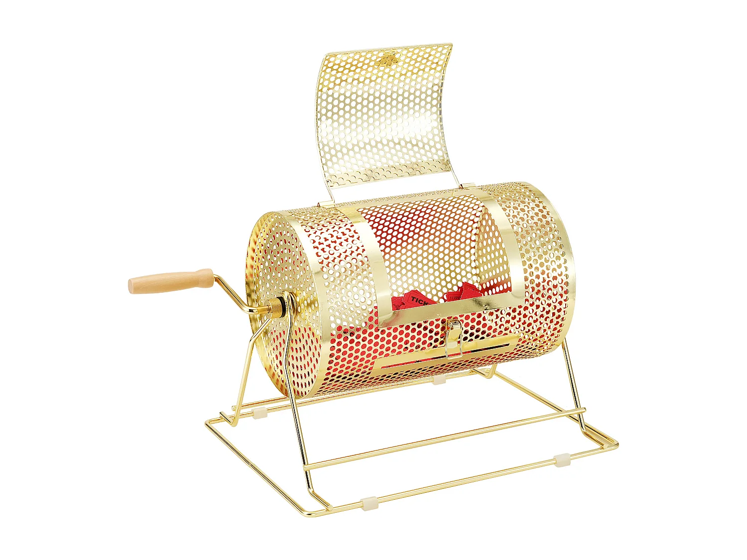 Tamburo di Tombola, SucceBuy Tamburo di Tombola in Ottone Placcato, Può Contenere 2,500 Biglietti/100 Palline da Bingo