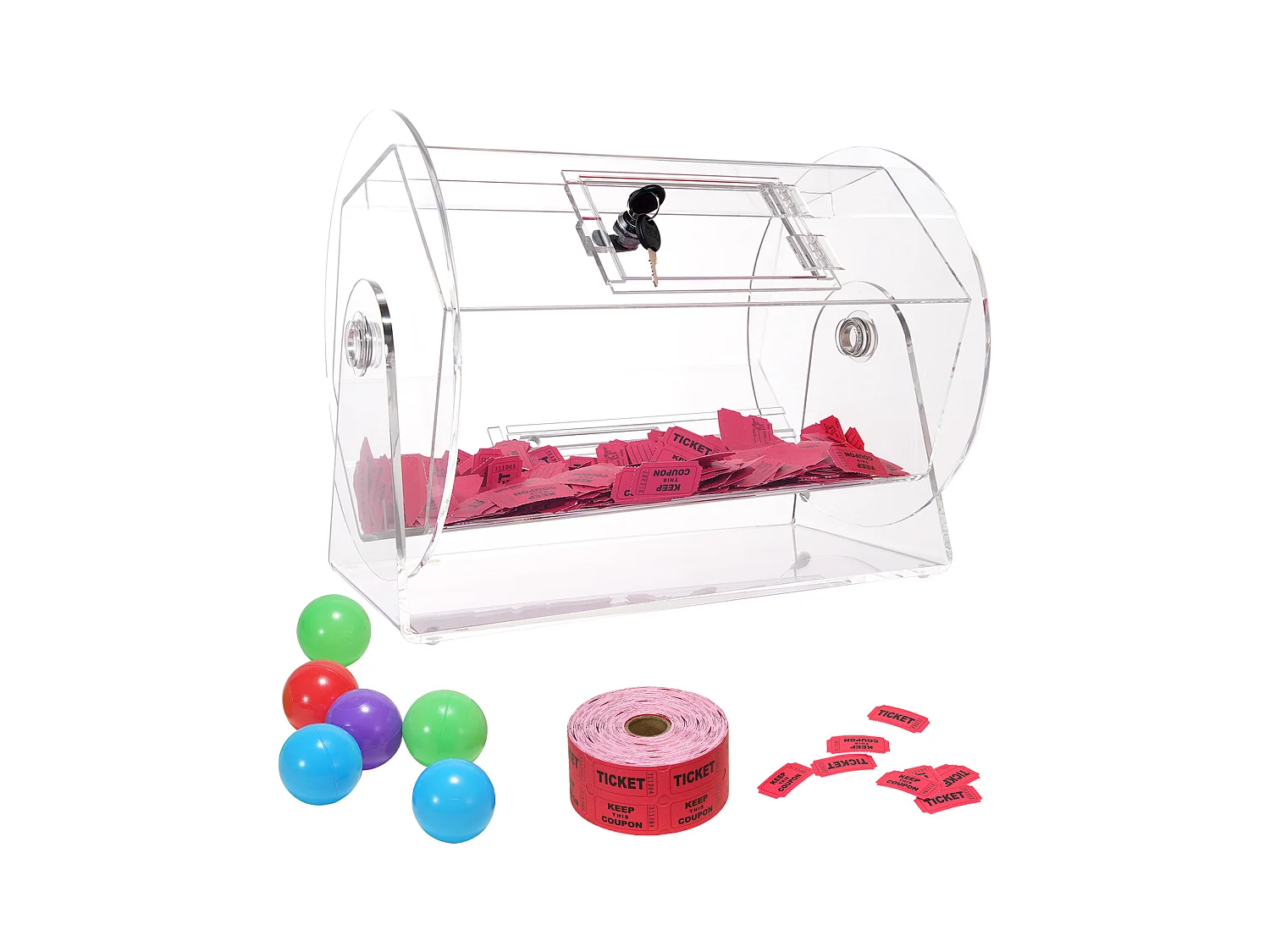 Tambour de Tombola, SucceBuy Tambour de Tombola en Acrylique, Peut Contenir 5,000 Billets/200 Boules de Bingo