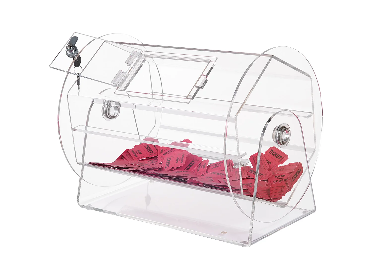 Tambour de Tombola, SucceBuy Tambour de Tombola en Acrylique, Peut Contenir 5,000 Billets/200 Boules de Bingo