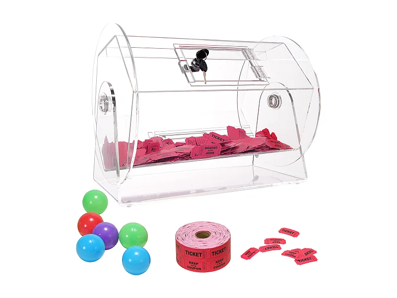 Tambour de Tombola, SucceBuy Tambour de Tombola en Acrylique, Peut Contenir 5,000 Billets/200 Boules de Bingo