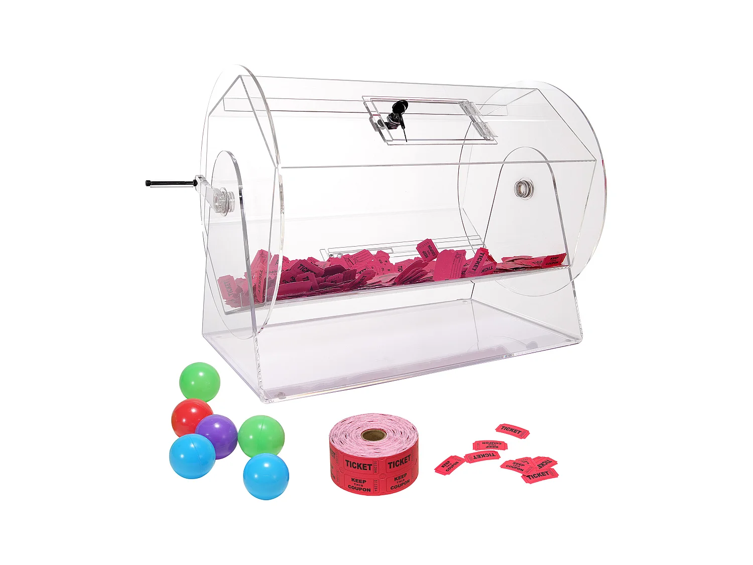 Tambour de Tombola, SucceBuy Caisse de Tombola en Acrylique, 10,000 Billets ou 300 Boules de Bingo