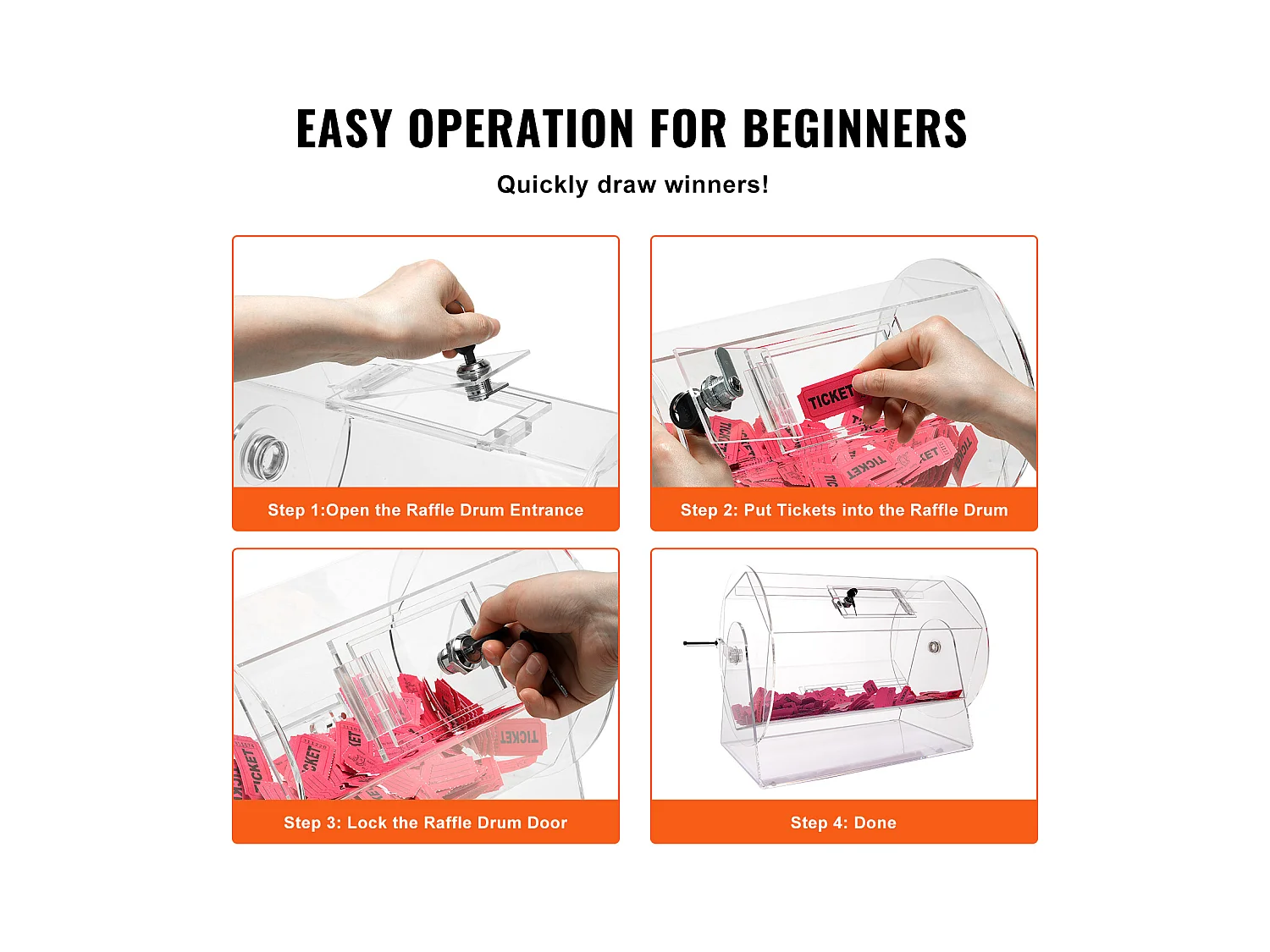 Tambour de Tombola, SucceBuy Caisse de Tombola en Acrylique, 10,000 Billets ou 300 Boules de Bingo