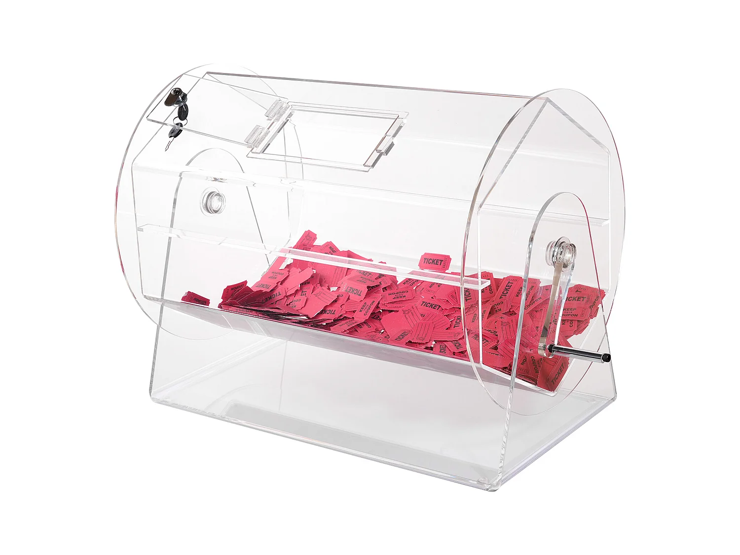 Tambour de Tombola, SucceBuy Caisse de Tombola en Acrylique, 10,000 Billets ou 300 Boules de Bingo