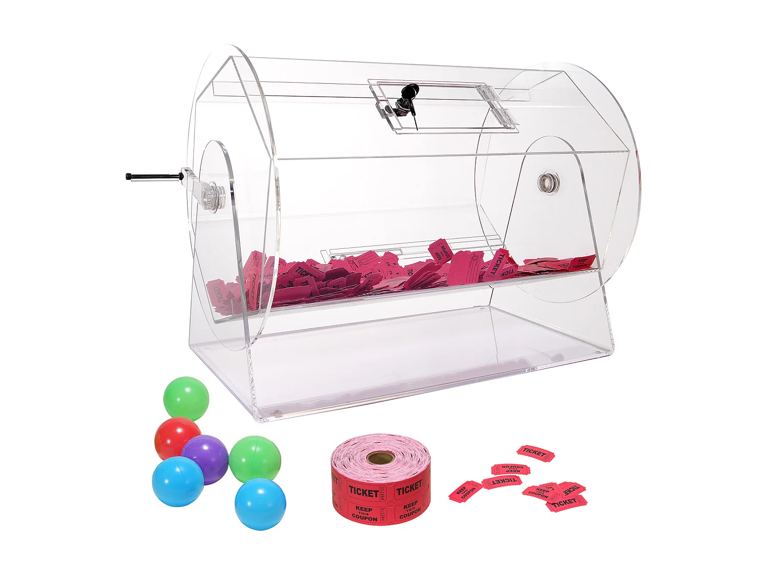 Tombola-Trommel, SucceBuy Tombola-Doos van Acryl, 10,000 Loten of 300 Bingo-Ballen