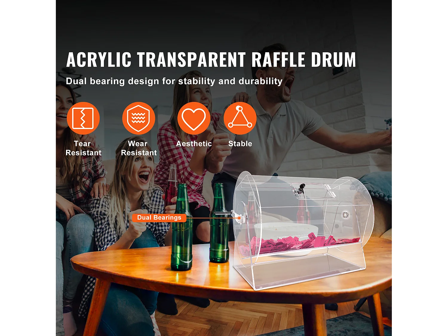 Tombola-Trommel, SucceBuy Tombola-Doos van Acryl, 10,000 Loten of 300 Bingo-Ballen