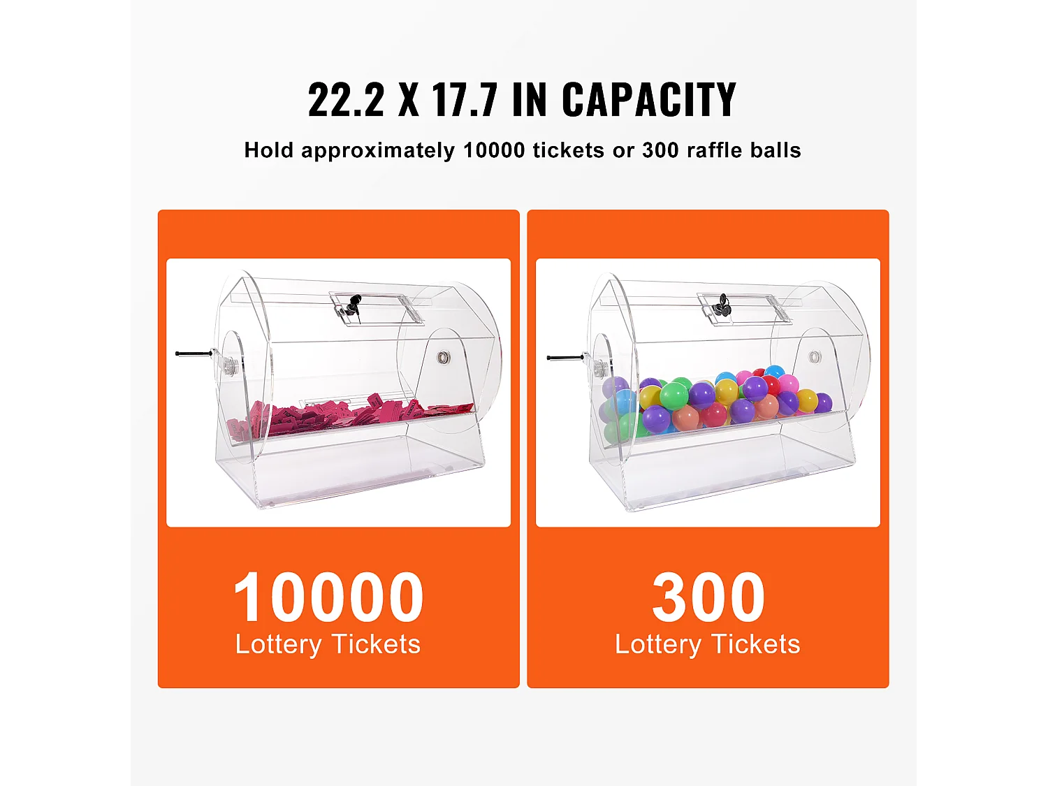 Tombola-Trommel, SucceBuy Tombola-Doos van Acryl, 10,000 Loten of 300 Bingo-Ballen