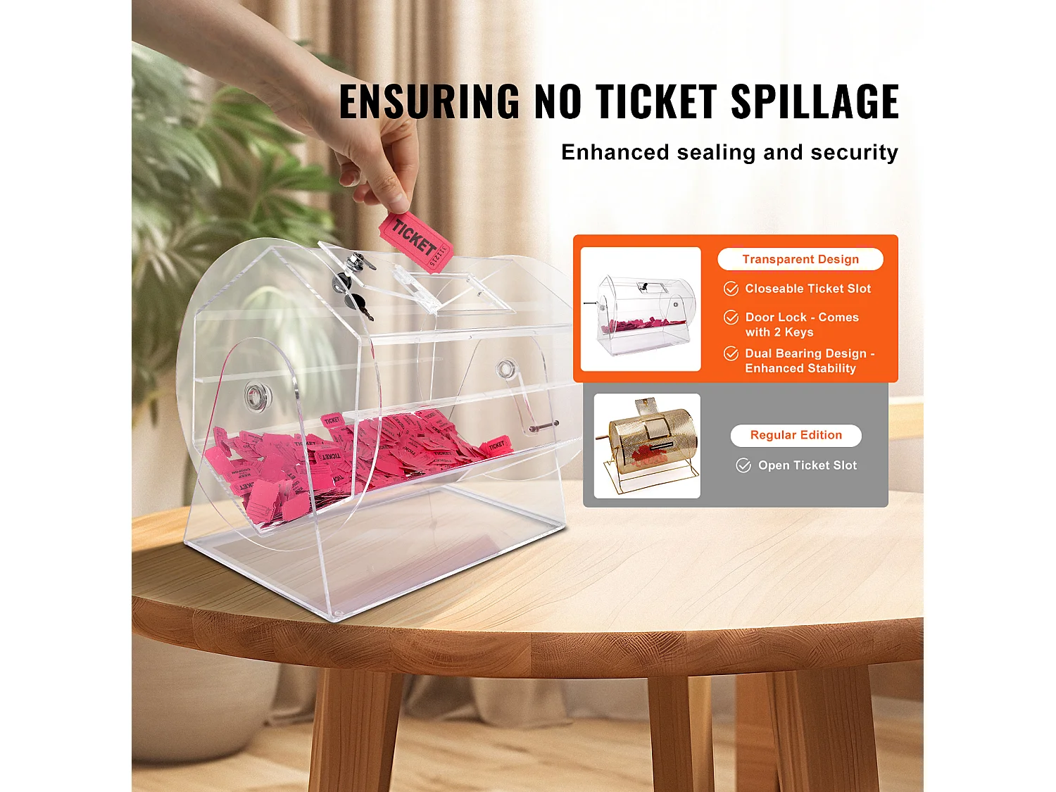 Tombola-Trommel, SucceBuy Tombola-Doos van Acryl, 10,000 Loten of 300 Bingo-Ballen