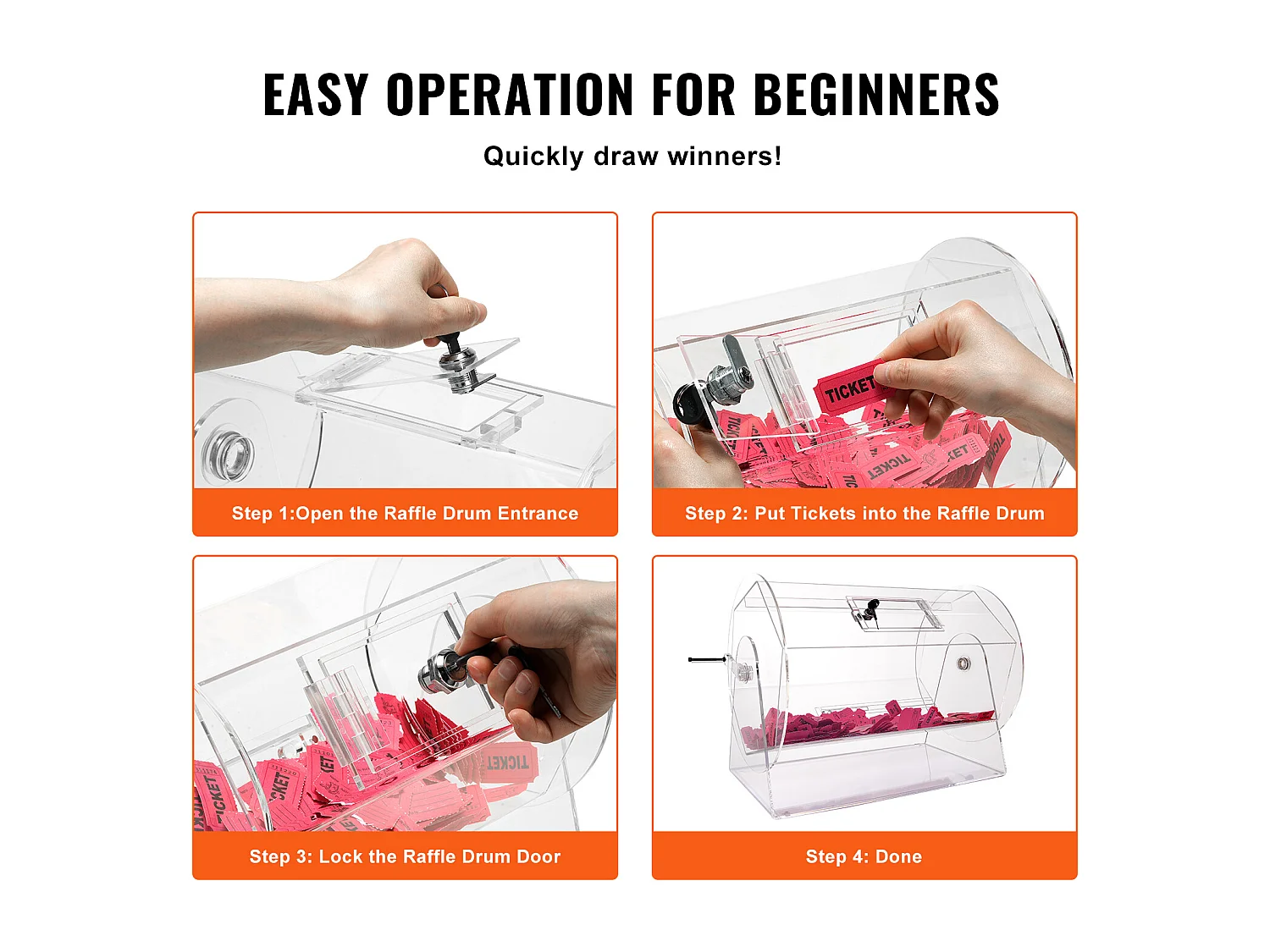 Tombola-Trommel, SucceBuy Tombola-Doos van Acryl, 10,000 Loten of 300 Bingo-Ballen