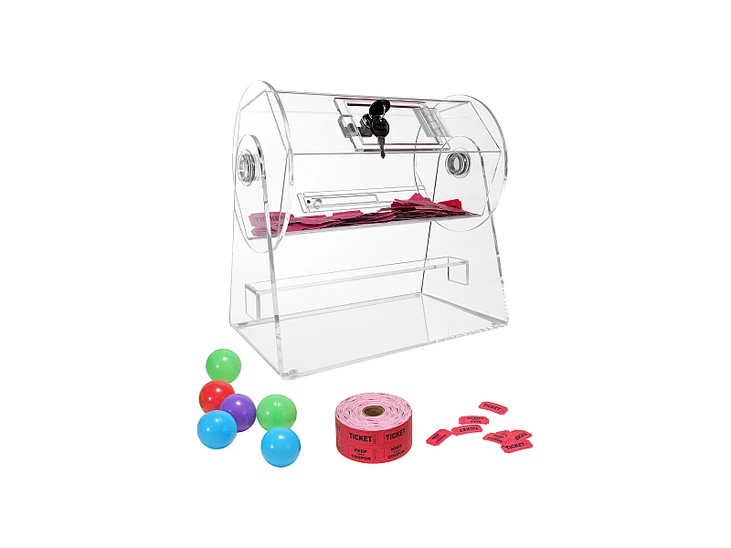 Tombola-Trommel, SucceBuy Tombola-Trommel aus Acryl, Kann 2,500 Lose/100 Bingo-Kugeln Enthalten