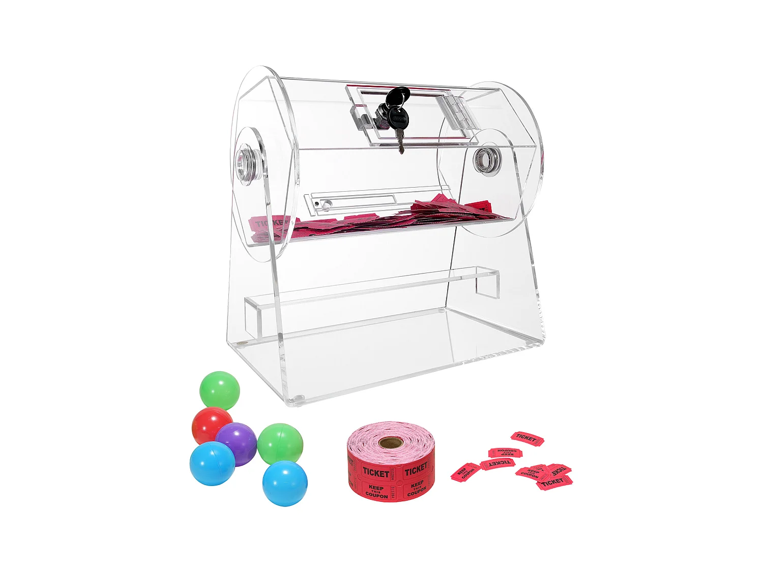 Tombola-Trommel, SucceBuy Tombola-Trommel aus Acryl, Kann 2,500 Lose/100 Bingo-Kugeln Enthalten