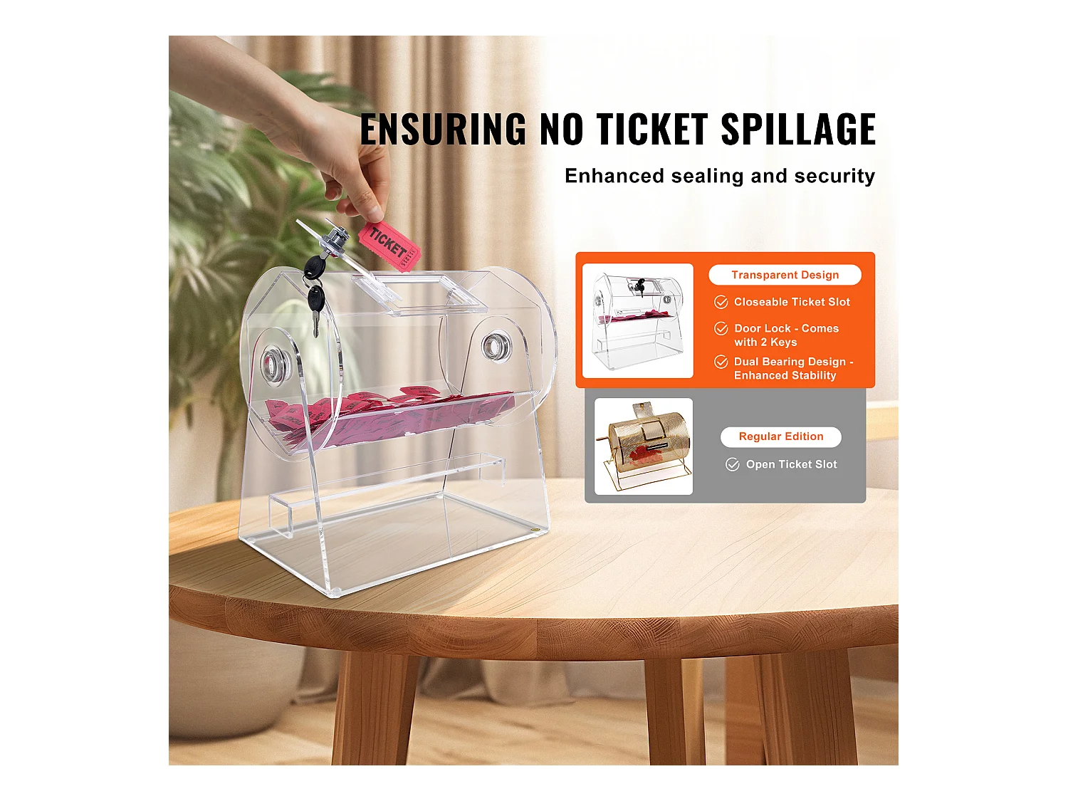 Tombola-Trommel, SucceBuy Tombola-Trommel aus Acryl, Kann 2,500 Lose/100 Bingo-Kugeln Enthalten