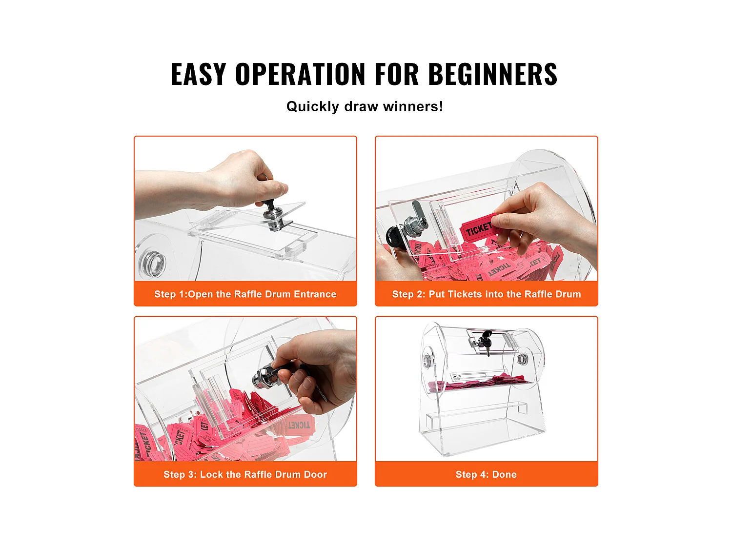 Tombola-Trommel, SucceBuy Tombola-Trommel aus Acryl, Kann 2,500 Lose/100 Bingo-Kugeln Enthalten