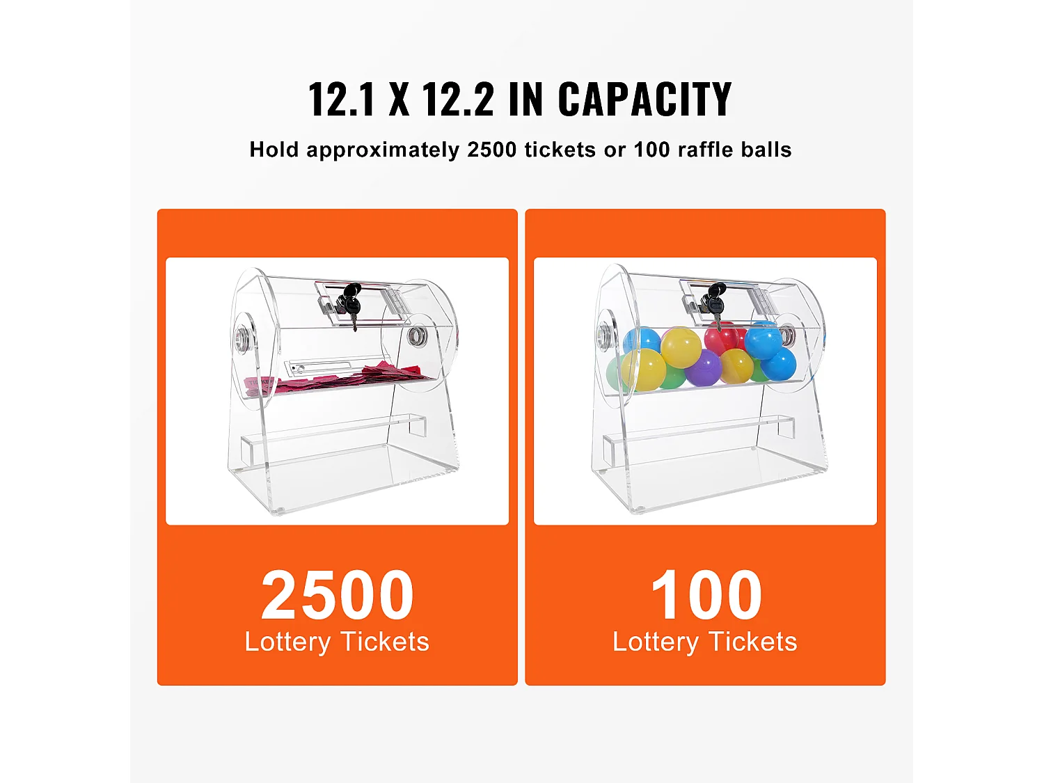 Tambor de Tombola, SucceBuy Tambor de Tombola en Acrílico, Puede Contener 2,500 Boletos/100 Bolas de Bingo