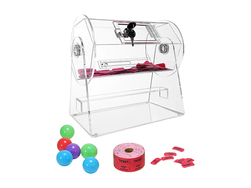 Tamburo di Tombola, SucceBuy Tamburo di Tombola in Acrilico, Può Contenere 2,500 Biglietti/100 Palline da Bingo