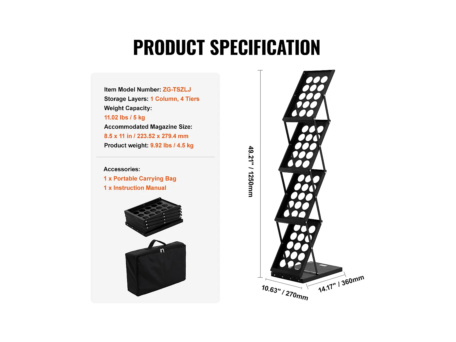 Portacarte, SucceBuy Portariviste Pieghievole con 4 Tasche, Espositore per Brochure da Ufficio