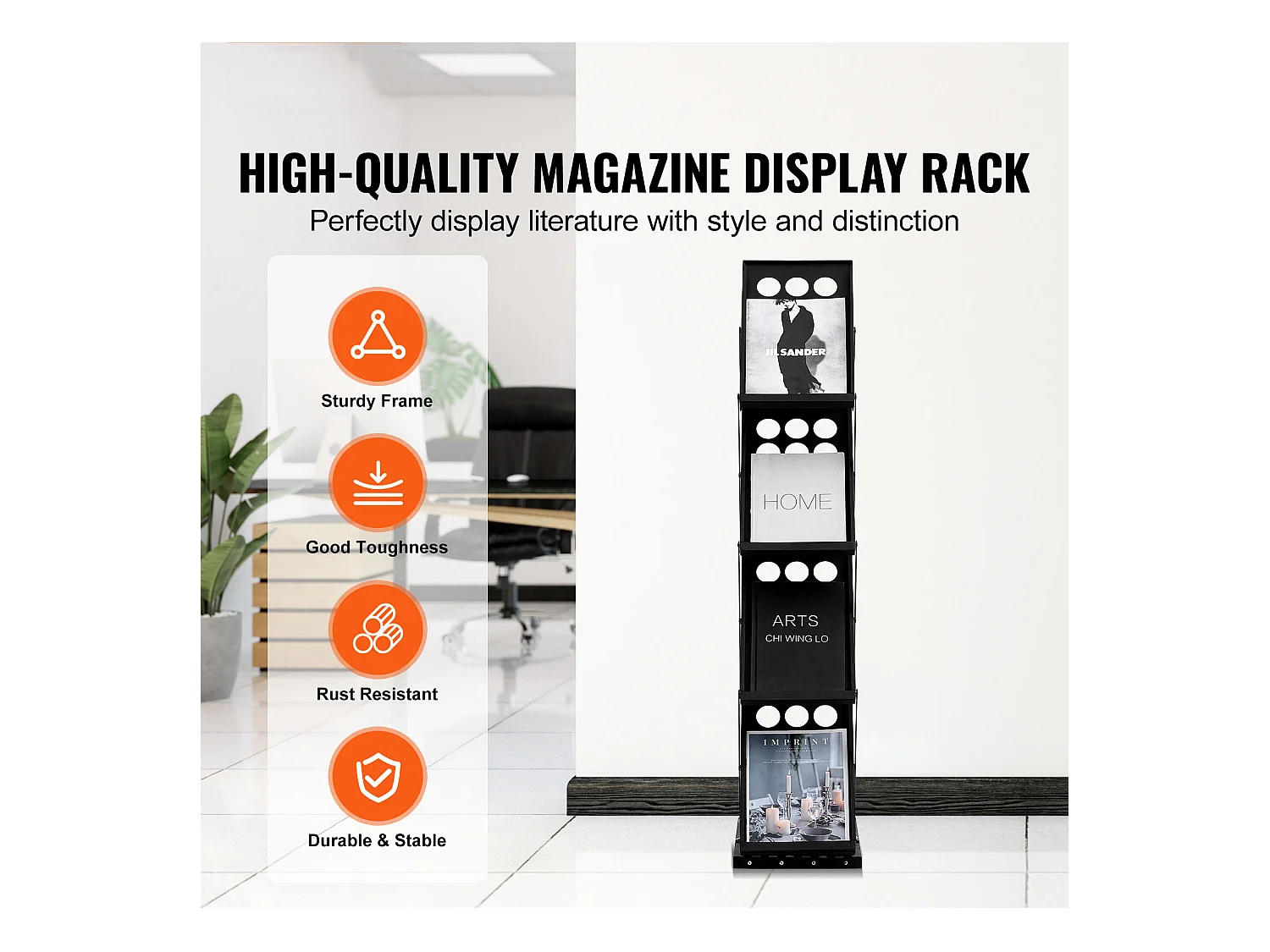 Portacarte, SucceBuy Portariviste Pieghievole con 4 Tasche, Espositore per Brochure da Ufficio