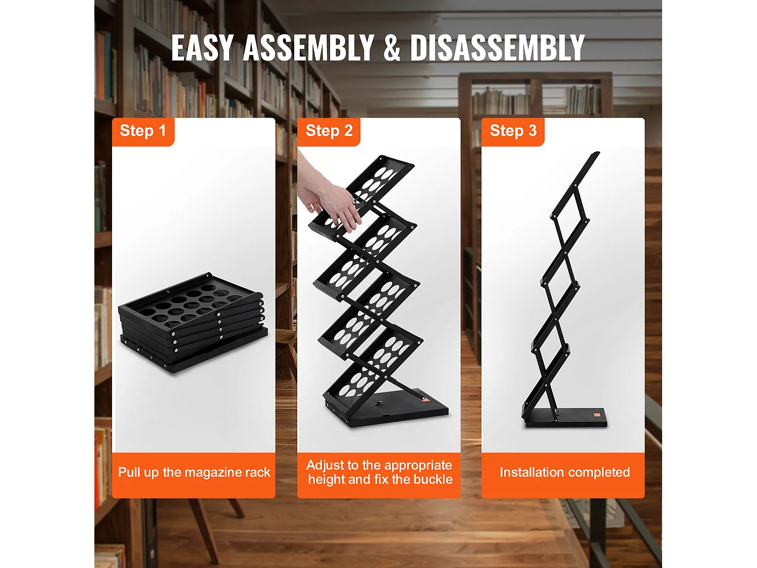 Présentoir de Cartes, SucceBuy Présentoir à Magazines Pliable à 4 Poches, Présentoir à Brochures pour Bureau