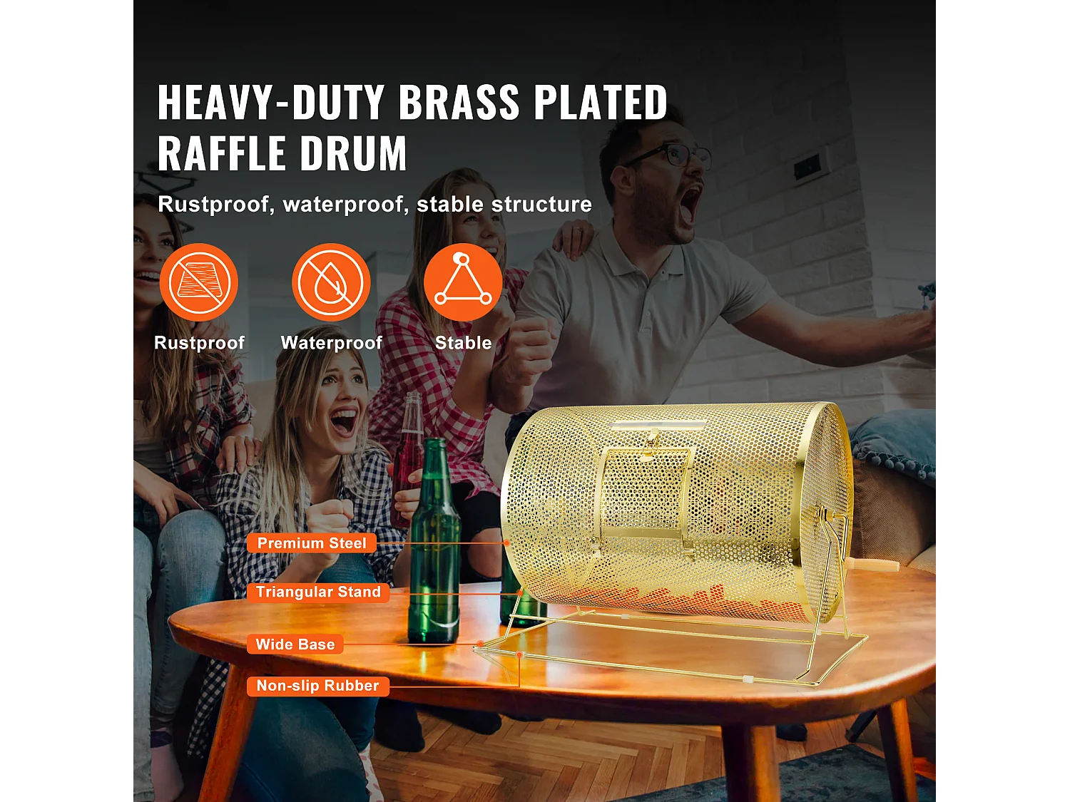 Tamburo di Tombola, SucceBuy Tamburo di Tombola in Ottone Placcato, Può Contenere 10,000 Biglietti/300 Palline da Bingo