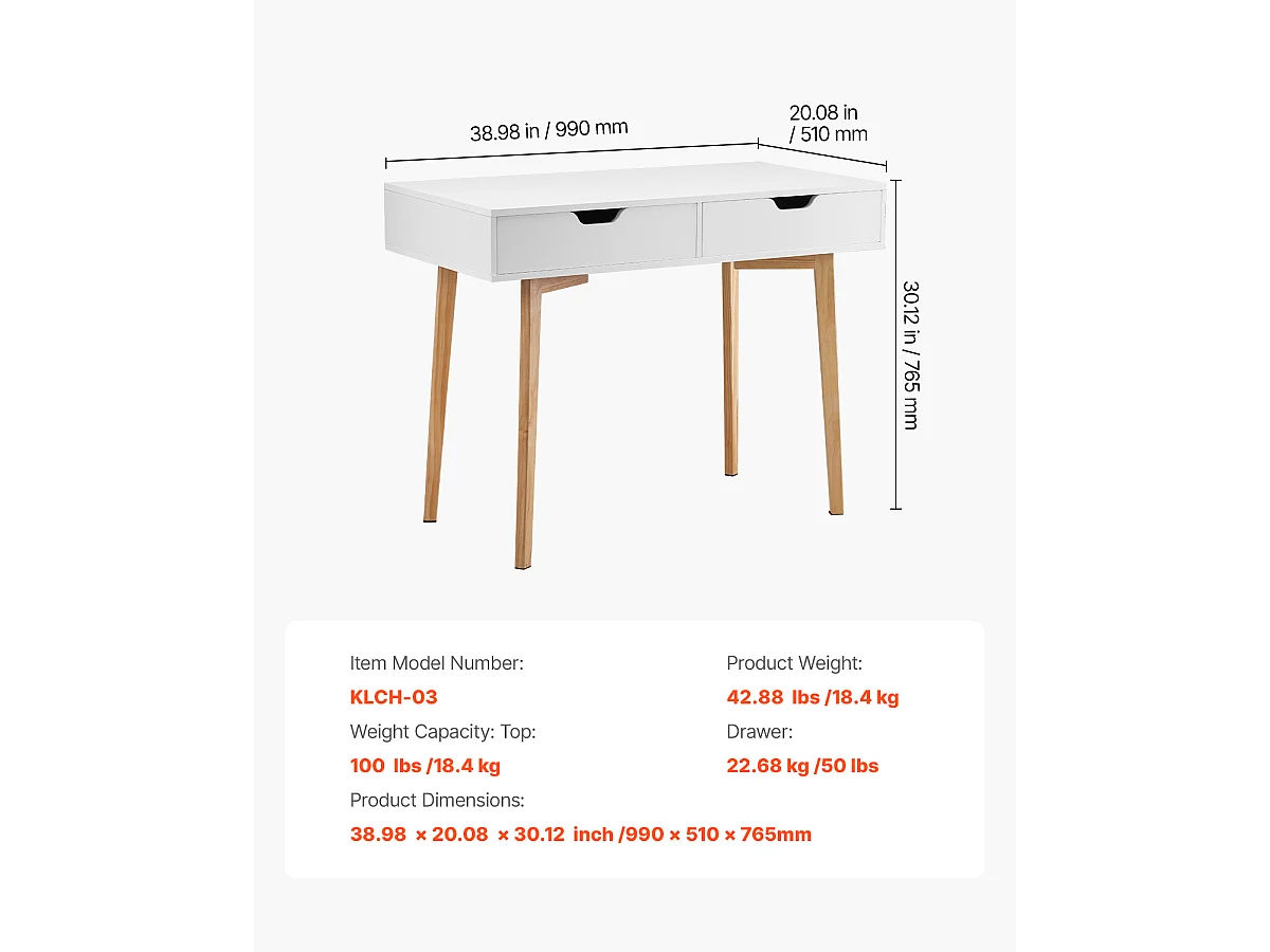 Table de Bureau Petit SucceBuy Petit Bureau Informatique avec Tiroir pour Chambre, Blanc et Bois