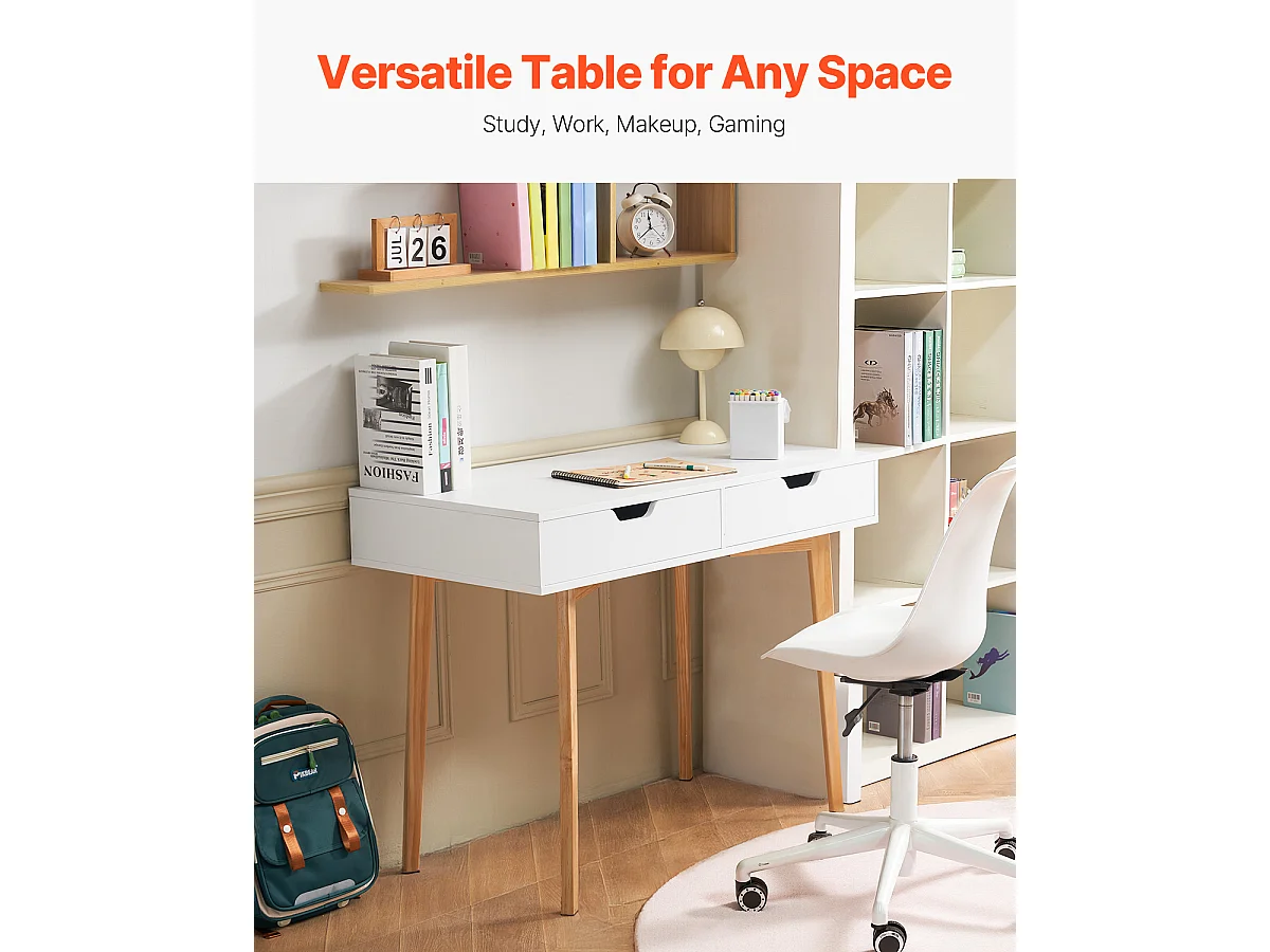 Table de Bureau Petit SucceBuy Petit Bureau Informatique avec Tiroir pour Chambre, Blanc et Bois