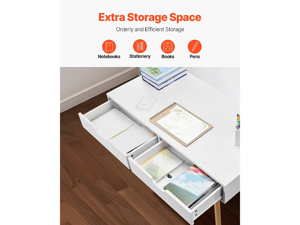 Table de Bureau Petit SucceBuy Petit Bureau Informatique avec Tiroir pour Chambre, Blanc et Bois