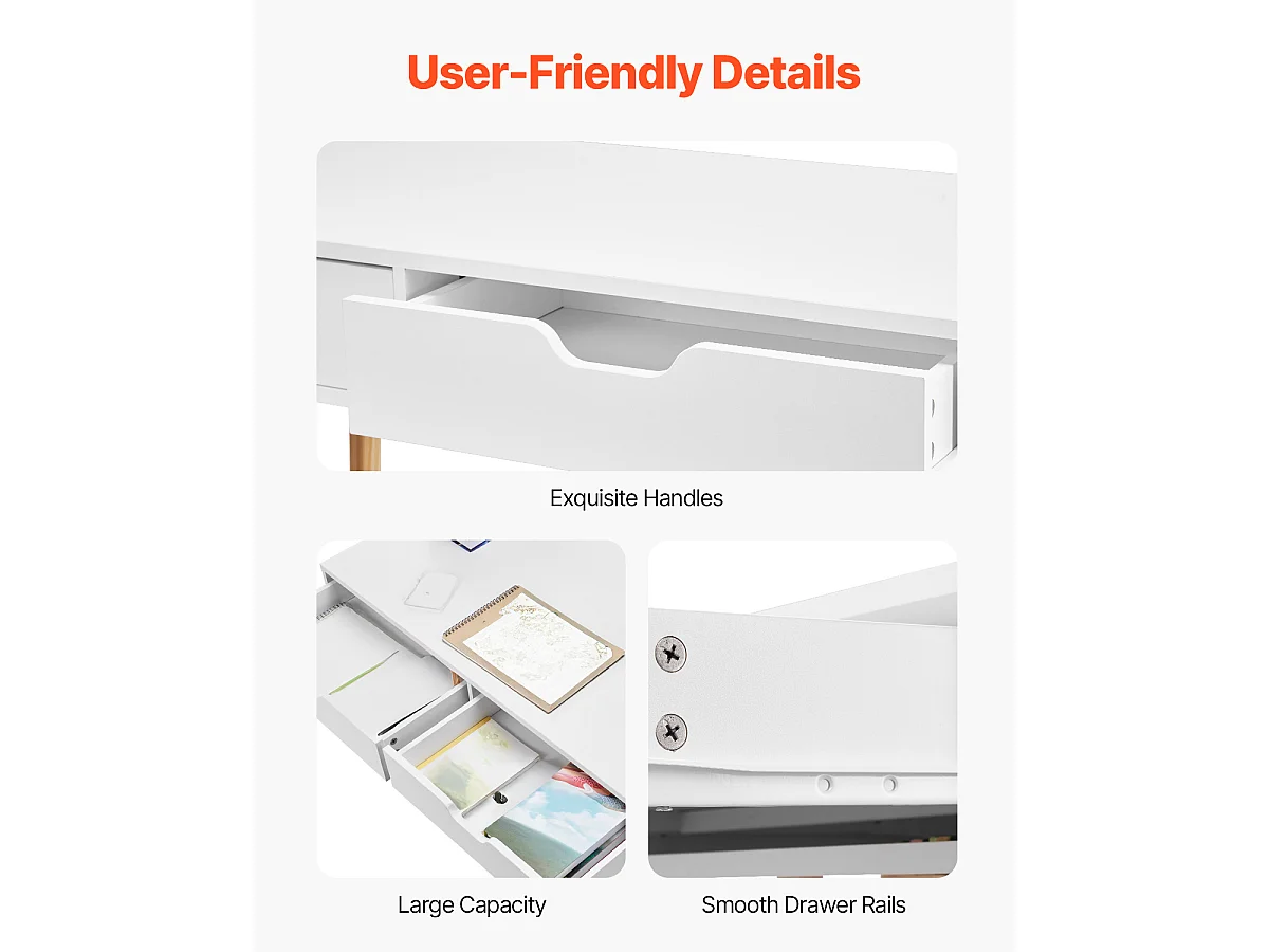 Table de Bureau Petit SucceBuy Petit Bureau Informatique avec Tiroir pour Chambre, Blanc et Bois