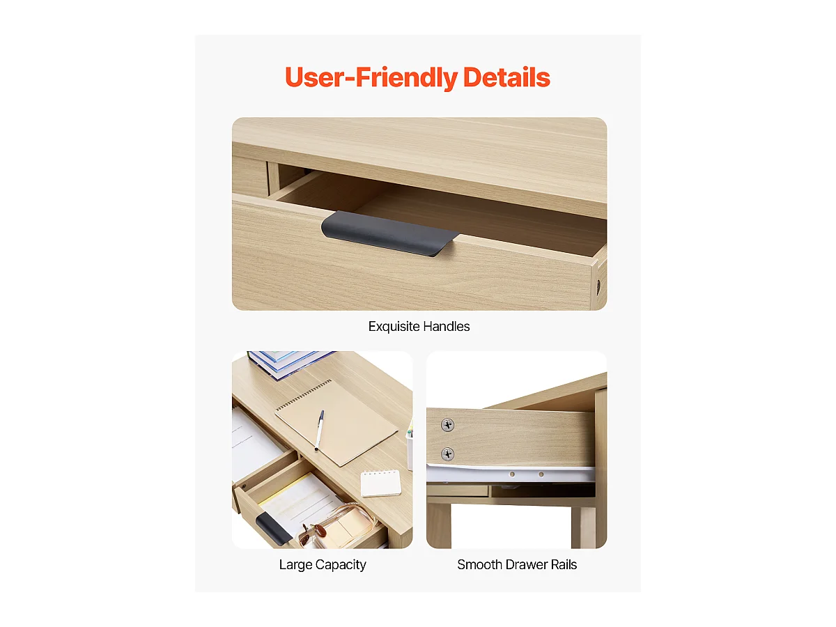 Table de Bureau Petit SucceBuy Petit Bureau Informatique avec Tiroirs en Bois Clair pour Chambre