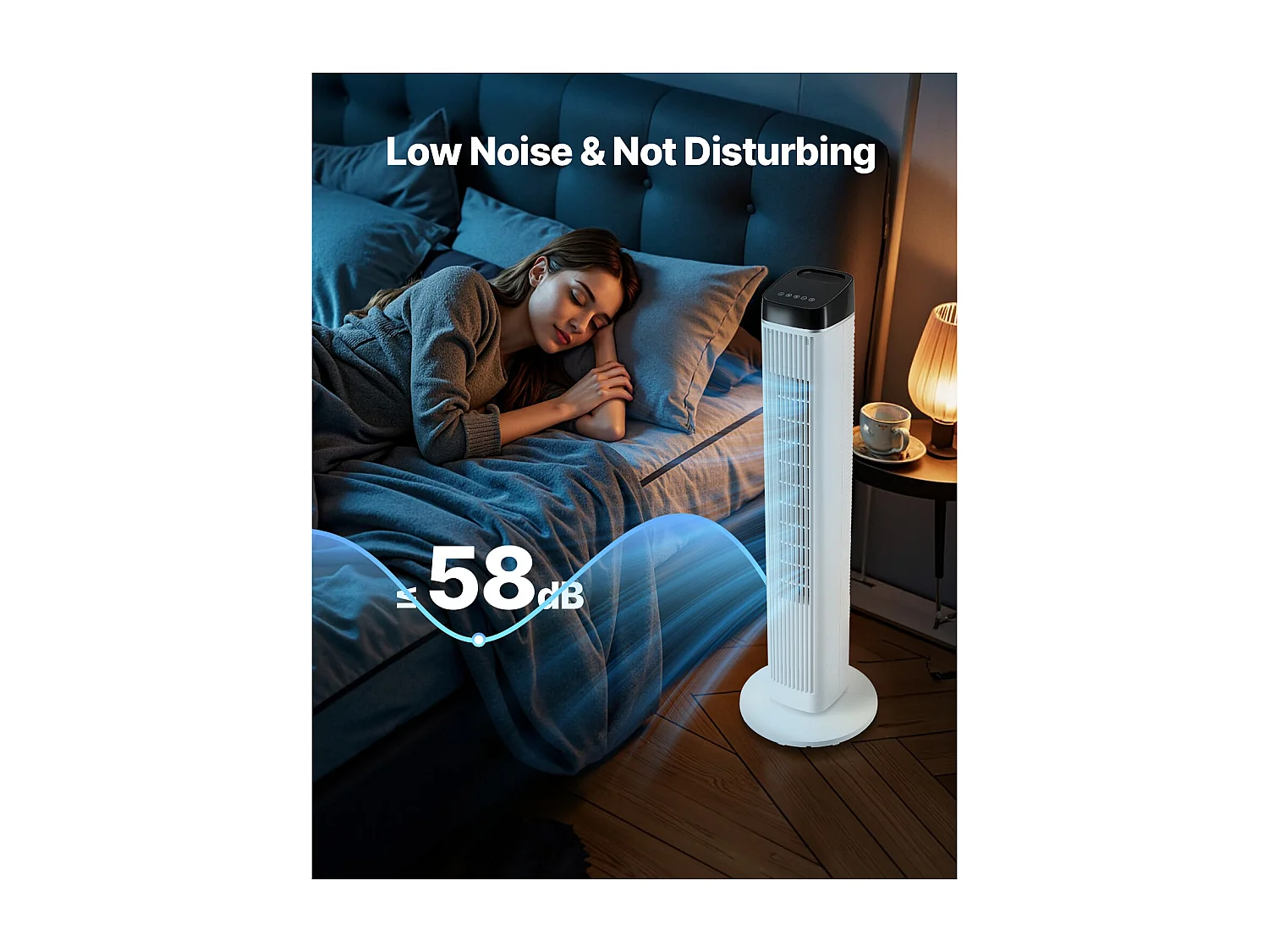 Ventilateur Colonne SucceBuy Ventilateur Tour 60W avec Minuterie 9 Heures et Télécommande, 6,7 m/s