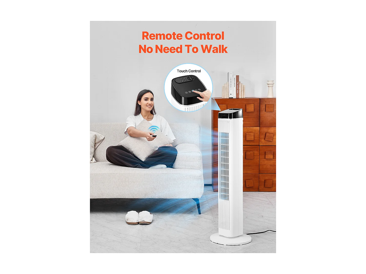 Ventilateur Colonne SucceBuy Ventilateur Tour 60W avec Minuterie 9 Heures et Télécommande, 6,7 m/s