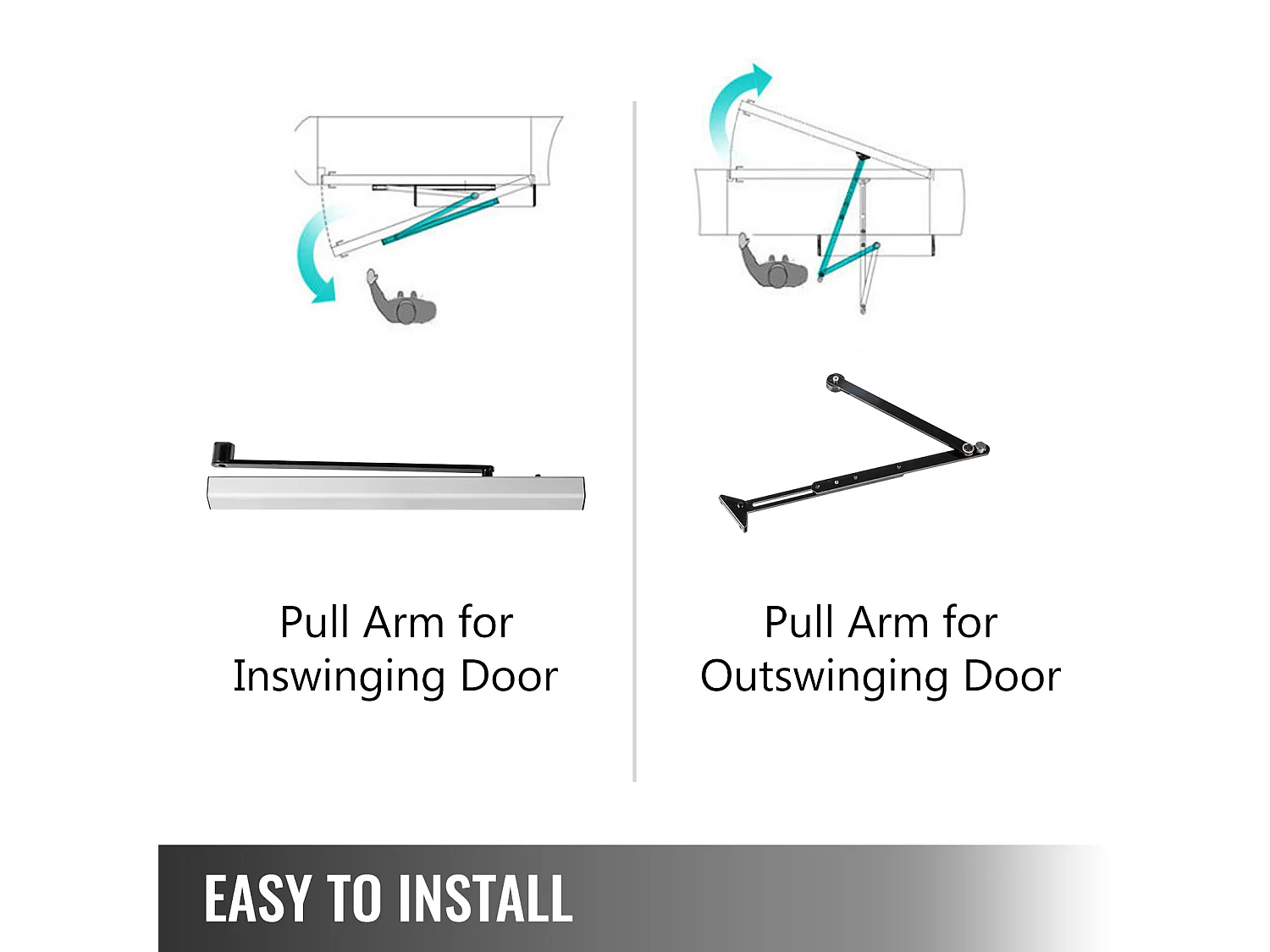 Motorisation de Portail SucceBuy Ouvre-Porte Automatique 110-240V, 10 kg, Alliage d'Aluminium, Handicap