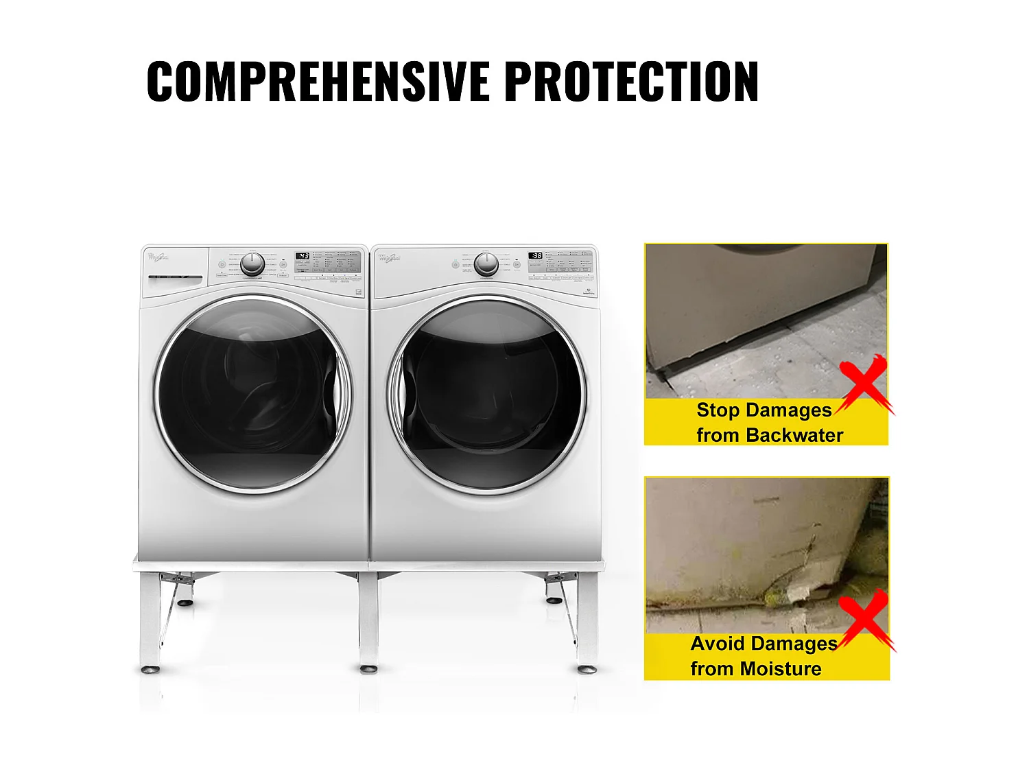 Socle Machine à Laver SucceBuy Piédestal à Linge Universel de 30 cm pour Machine à Laver