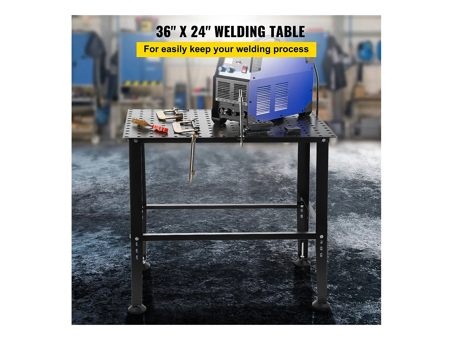 Mesa de Soldadura SucceBuy Mesa de Soldadura 91,44 x 60,96 cm (36" x 24"), Bancada de Trabalho com Capacidade de 363 kg (800 lb) e Furos de Montagem