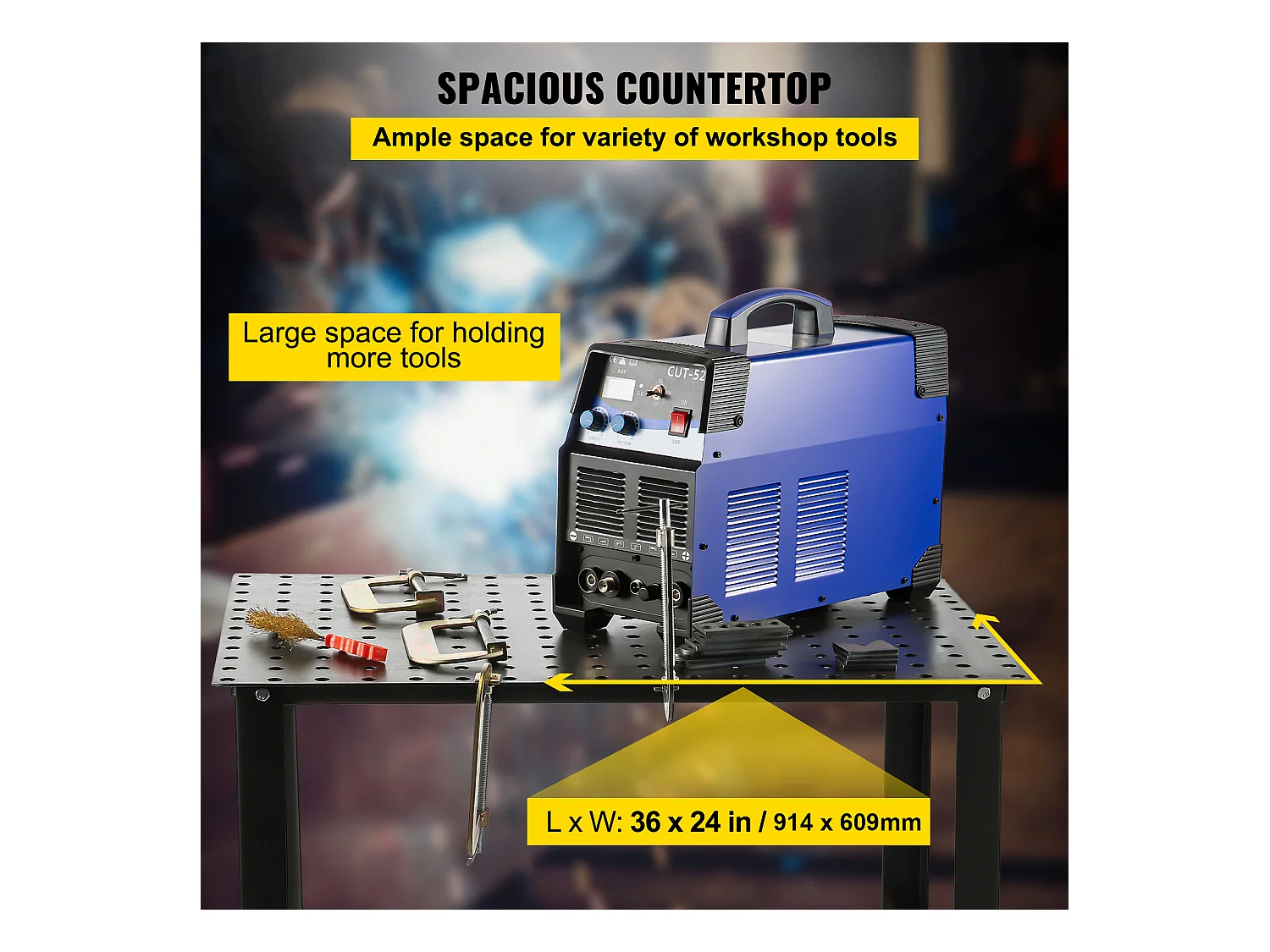 Mesa de Soldadura SucceBuy Mesa de Soldadura 91,44 x 60,96 cm (36" x 24"), Bancada de Trabalho com Capacidade de 363 kg (800 lb) e Furos de Montagem