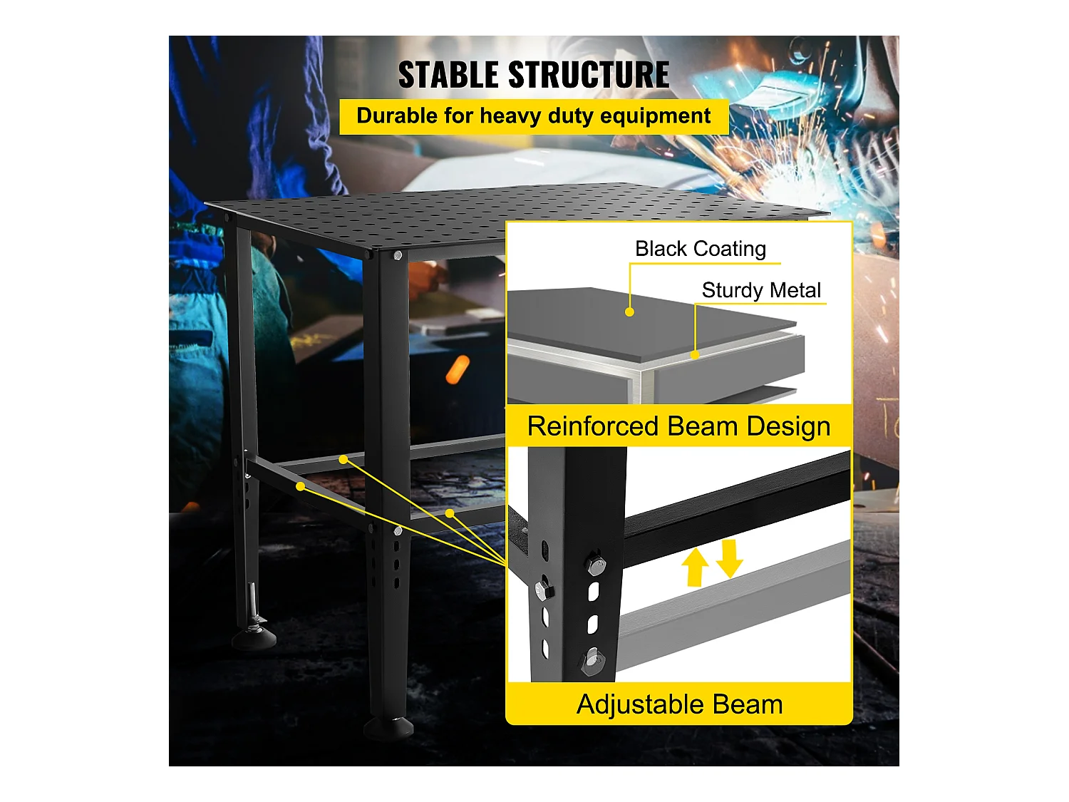 Mesa de Soldadura SucceBuy Mesa de Soldadura 91,44 x 60,96 cm (36" x 24"), Bancada de Trabalho com Capacidade de 363 kg (800 lb) e Furos de Montagem