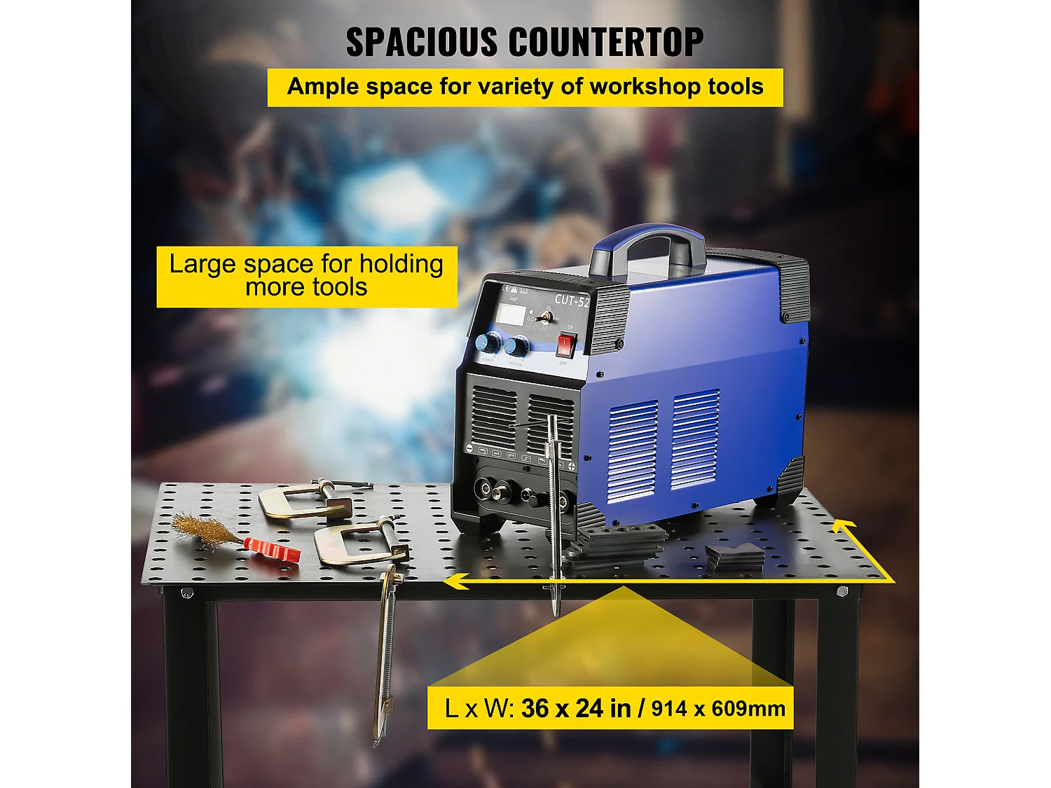 Mesa de Soldadura SucceBuy Mesa de Soldadura de 91,44 x 60,96 cm (36" x 24"), Banco de Trabajo con Capacidad de 363 kg (800 lb) y Orificios de Montaje