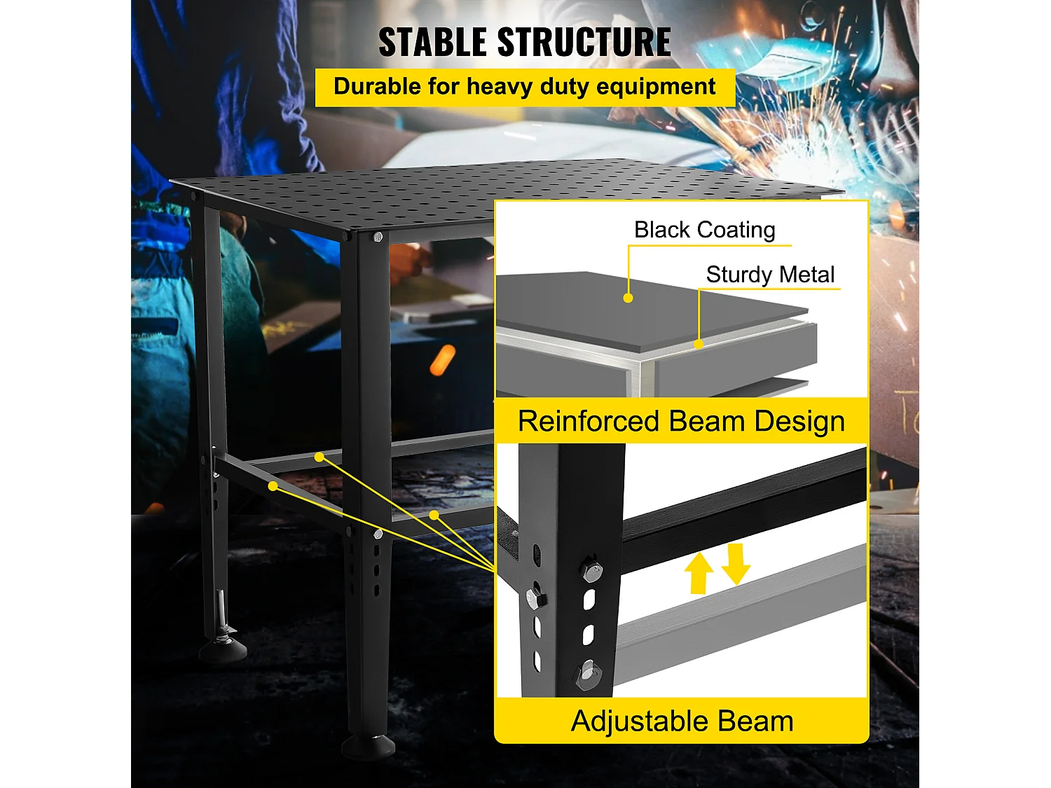 Mesa de Soldadura SucceBuy Mesa de Soldadura de 91,44 x 60,96 cm (36" x 24"), Banco de Trabajo con Capacidad de 363 kg (800 lb) y Orificios de Montaje