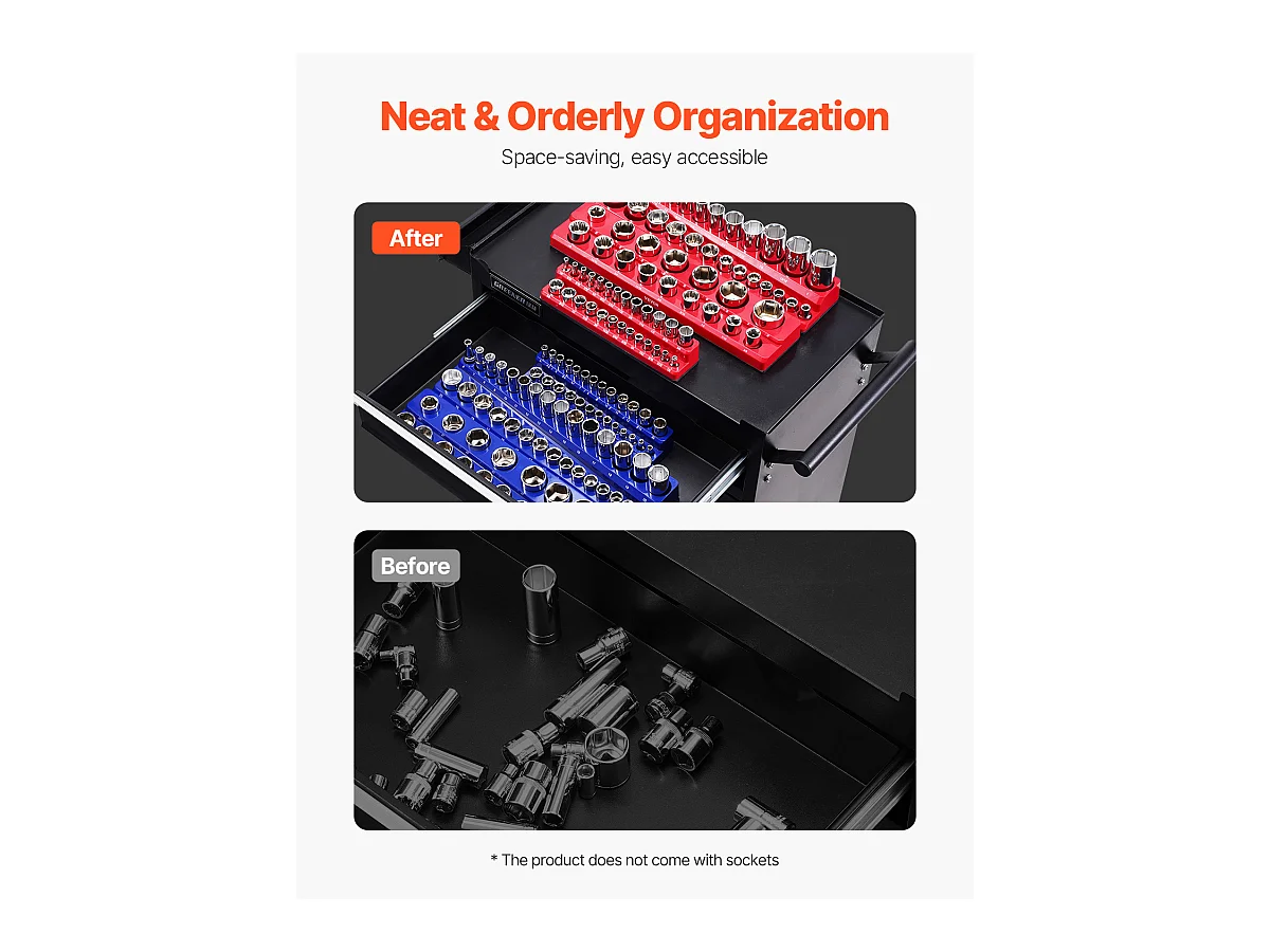 Kit Organizadores SucceBuy de Casquillos Magnéticos, 6 Piezas, Azul y Rojo, para Casquillos SAE y Métricos