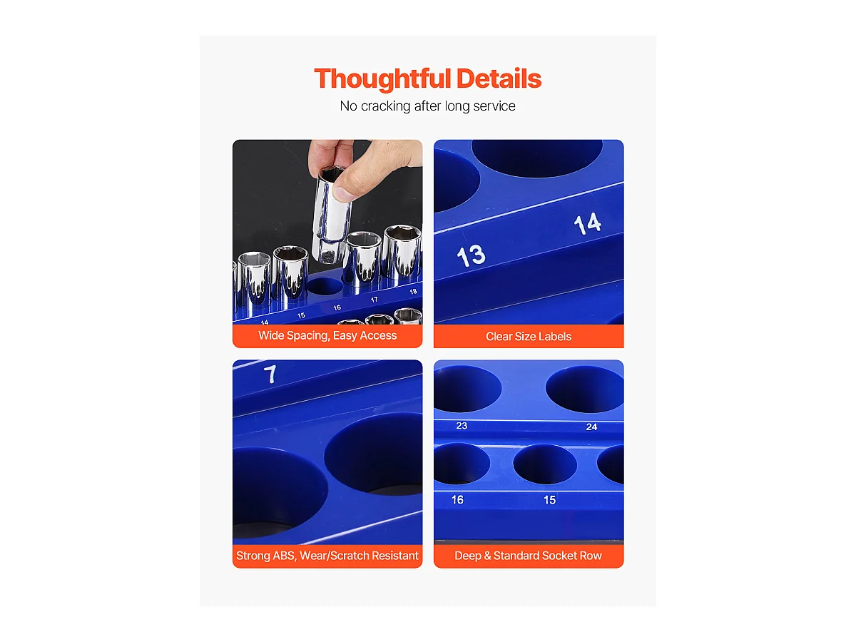 Kit Organizadores SucceBuy de Casquillos Magnéticos, 6 Piezas, Azul y Rojo, para Casquillos SAE y Métricos