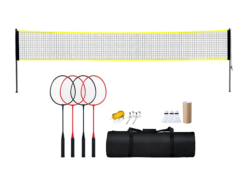 Rete di Badminton SucceBuy, Set di Rete di Badminton Portatile all'aperto con Racchette e Palline