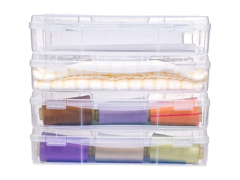 Organizador de Secretária SucceBuy, em Plástico Transparente, Conjunto de 4, Ideal para Scrapbooking, Jogos e Muito Mais