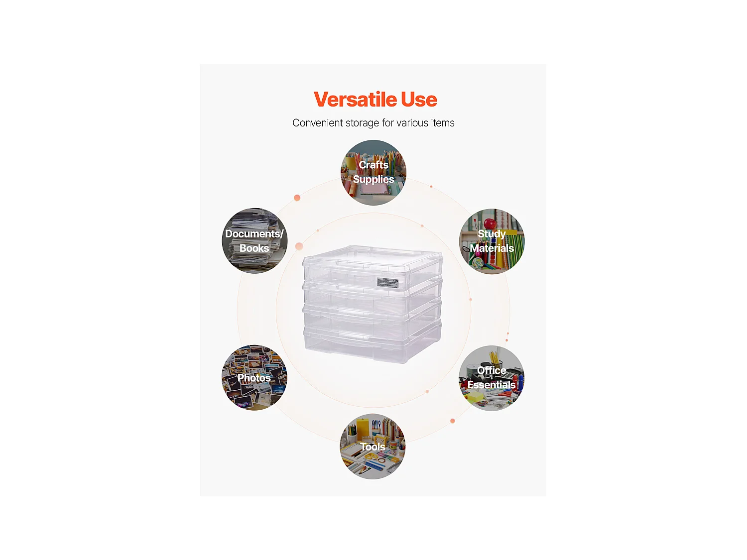 Schreibtisch-Aufbewahrung aus Kunststoff SucceBuy, 4er-Set, Ideal für Scrapbooking, Spiele und Vieles Mehr