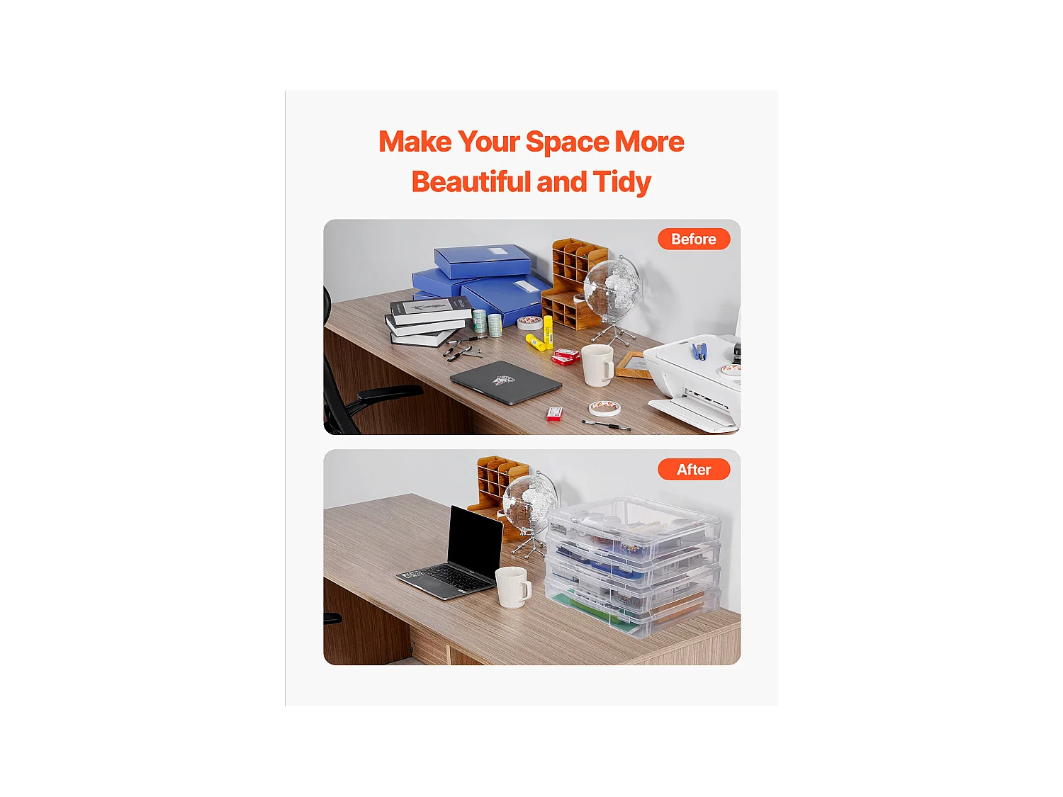 Schreibtisch-Aufbewahrung aus Kunststoff SucceBuy, 4er-Set, Ideal für Scrapbooking, Spiele und Vieles Mehr