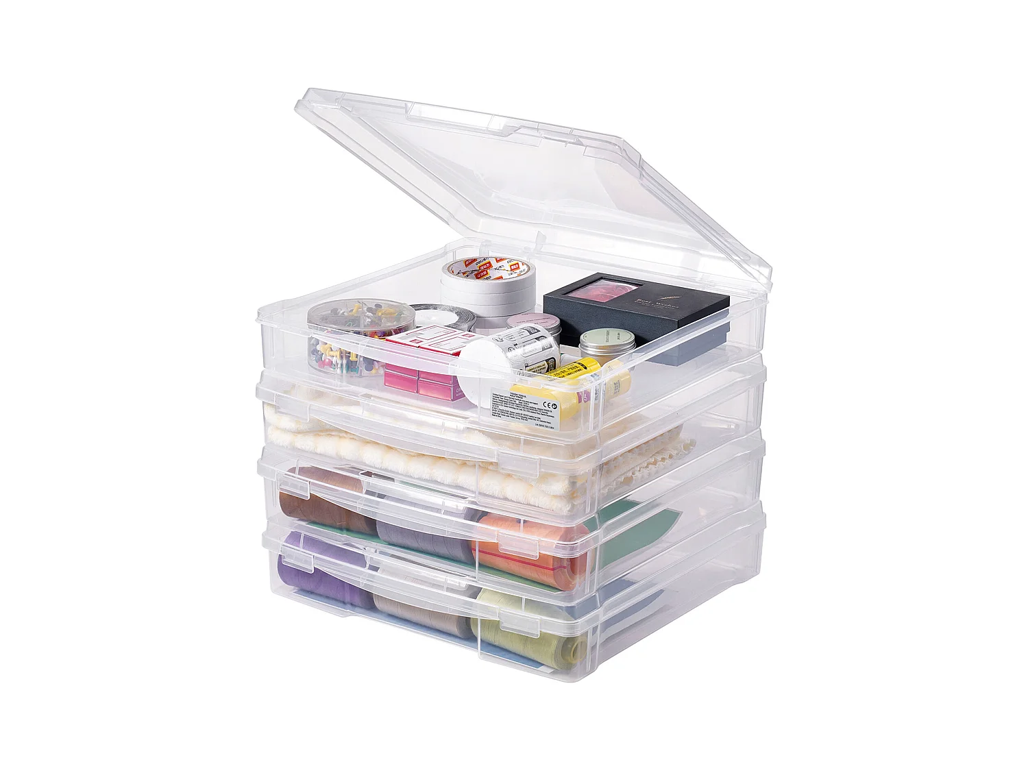 Schreibtisch-Aufbewahrung aus Kunststoff SucceBuy, 4er-Set, Ideal für Scrapbooking, Spiele und Vieles Mehr