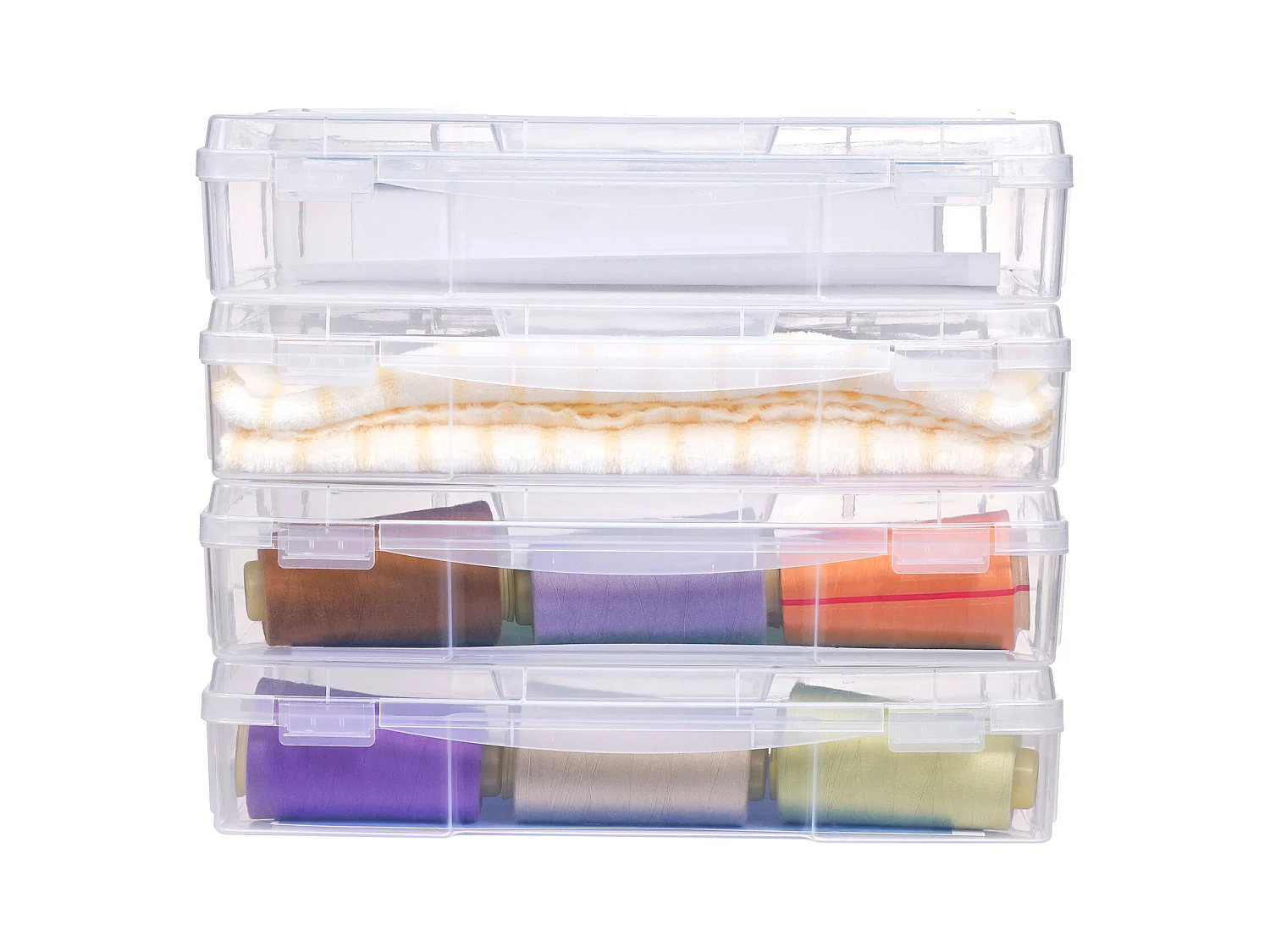 Rangement de Bureau SucceBuy, en Plastique Transparent, Lot de 4, Idéales pour le Scrapbooking, les Jeux et Bien Plus Encore