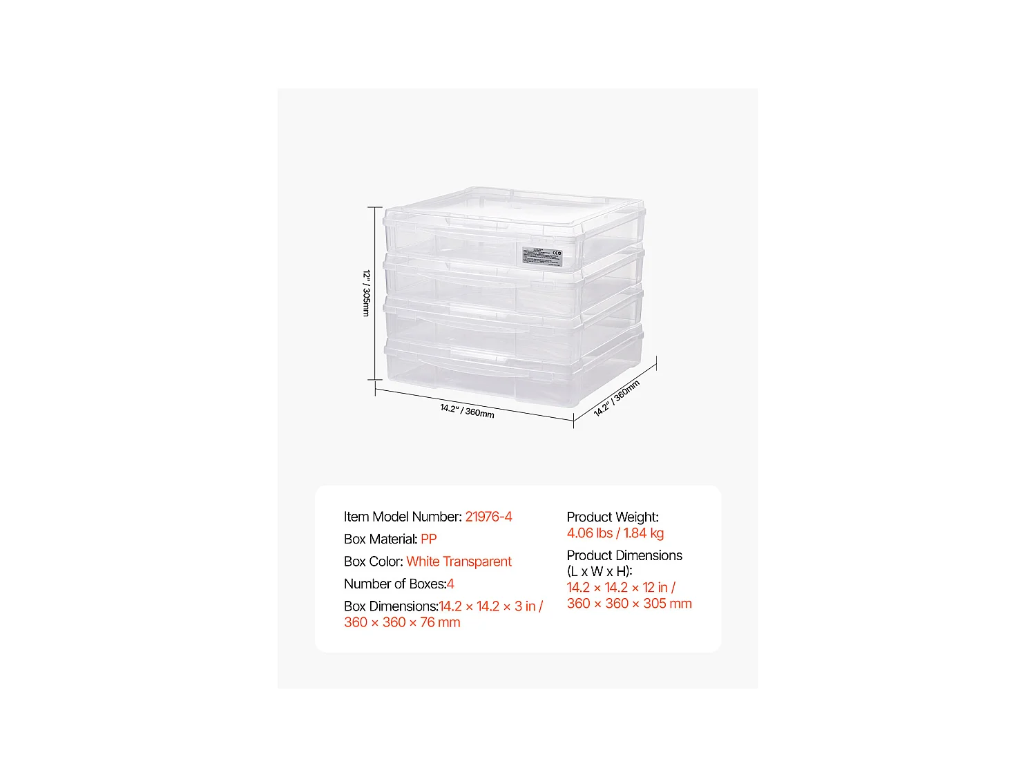 Rangement de Bureau SucceBuy, en Plastique Transparent, Lot de 4, Idéales pour le Scrapbooking, les Jeux et Bien Plus Encore