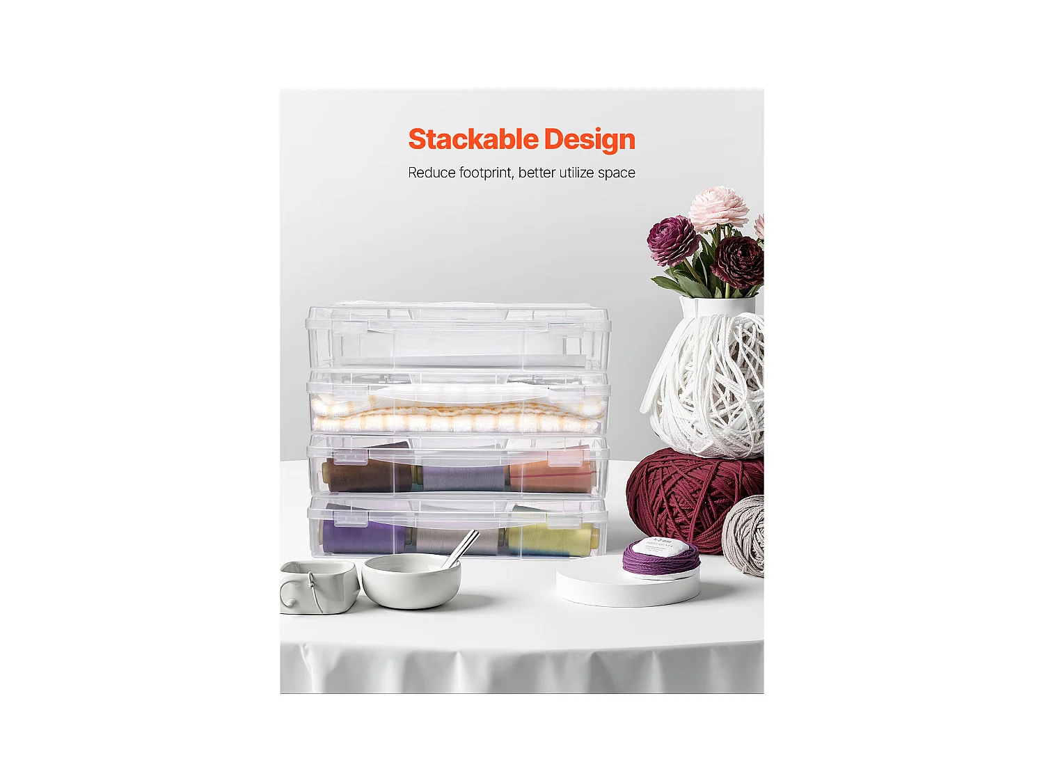 Rangement de Bureau SucceBuy, en Plastique Transparent, Lot de 4, Idéales pour le Scrapbooking, les Jeux et Bien Plus Encore