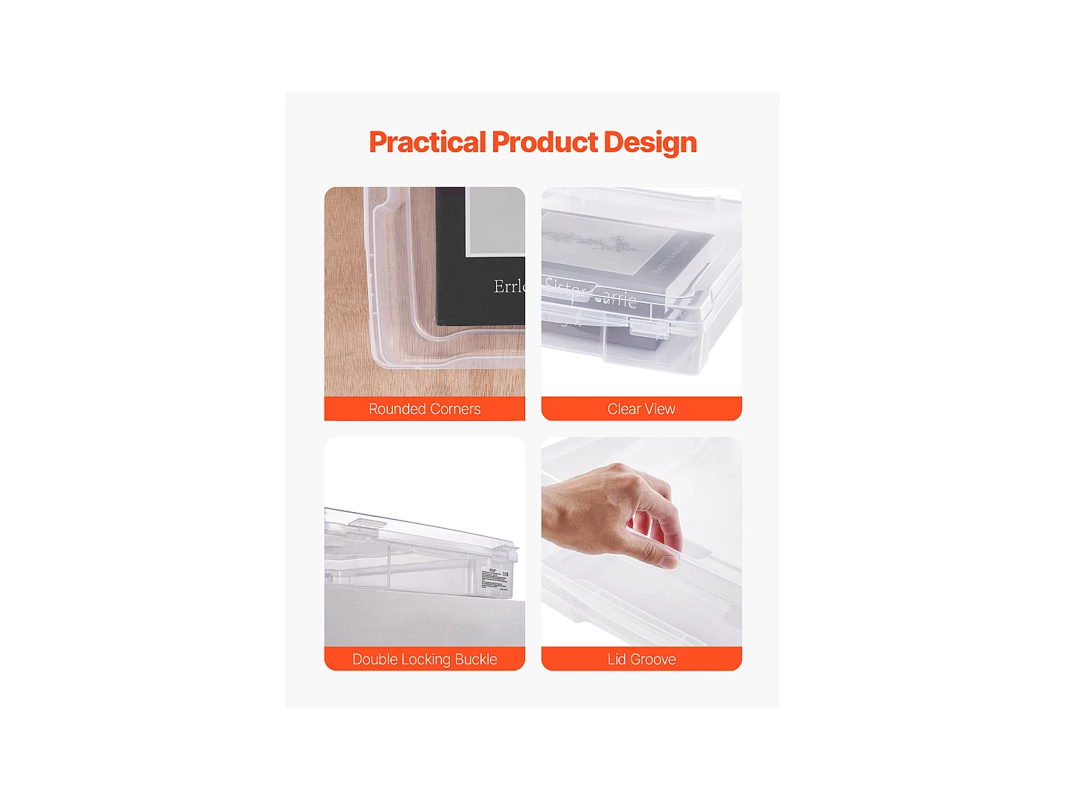 Rangement de Bureau SucceBuy, en Plastique Transparent, Lot de 4, Idéales pour le Scrapbooking, les Jeux et Bien Plus Encore