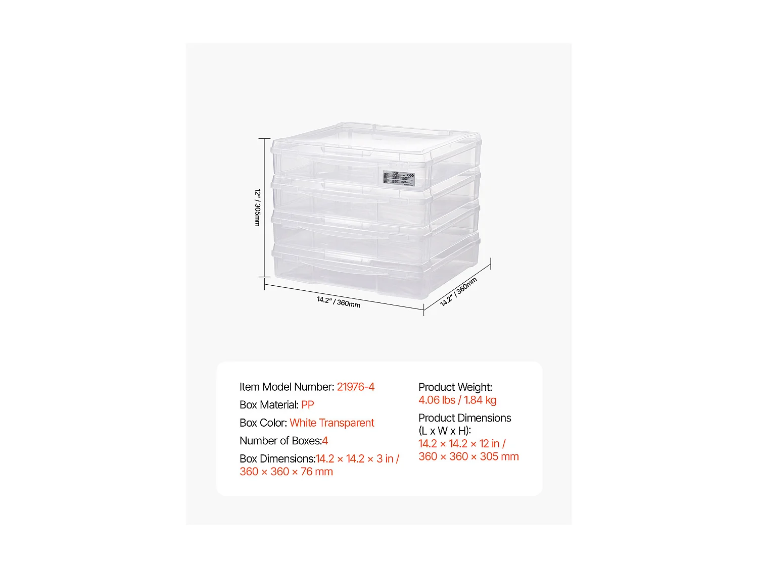 Rangement de Bureau SucceBuy, en Plastique Transparent, Lot de 4, Idéales pour le Scrapbooking, les Jeux et Bien Plus Encore