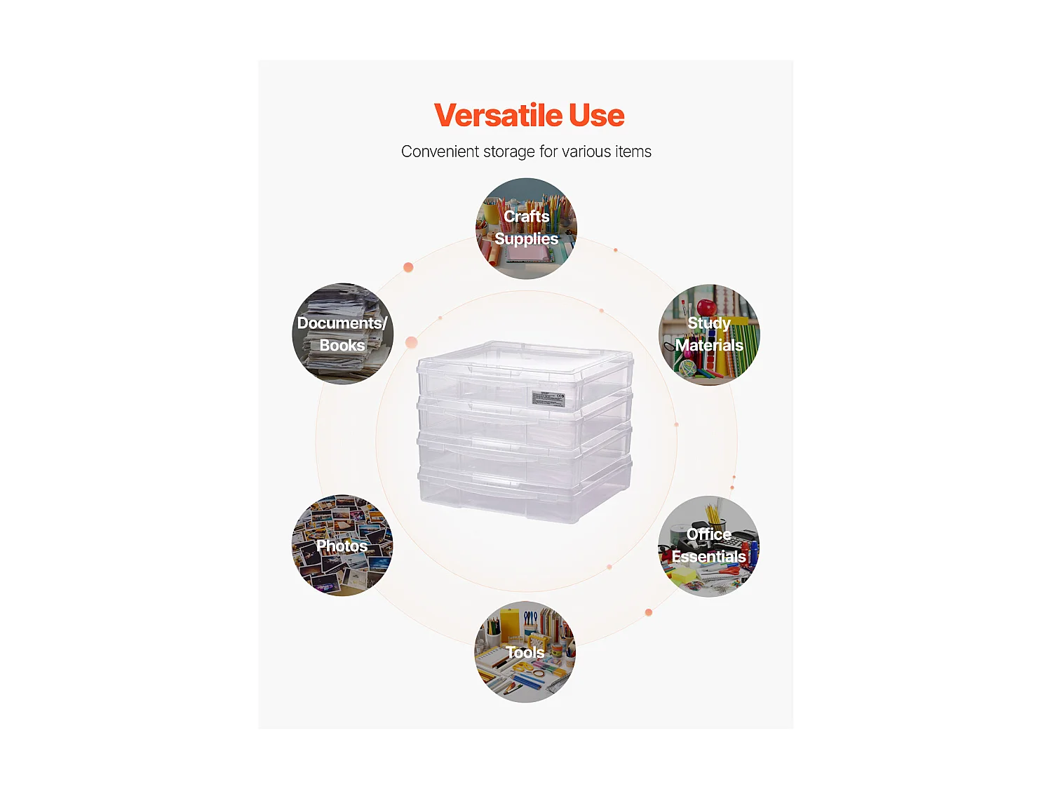 Rangement de Bureau SucceBuy, en Plastique Transparent, Lot de 4, Idéales pour le Scrapbooking, les Jeux et Bien Plus Encore