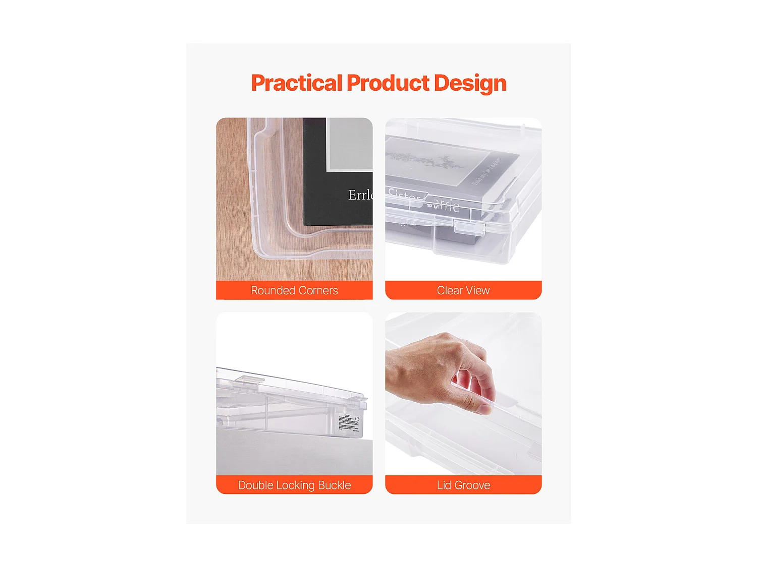 Rangement de Bureau SucceBuy, en Plastique Transparent, Lot de 4, Idéales pour le Scrapbooking, les Jeux et Bien Plus Encore